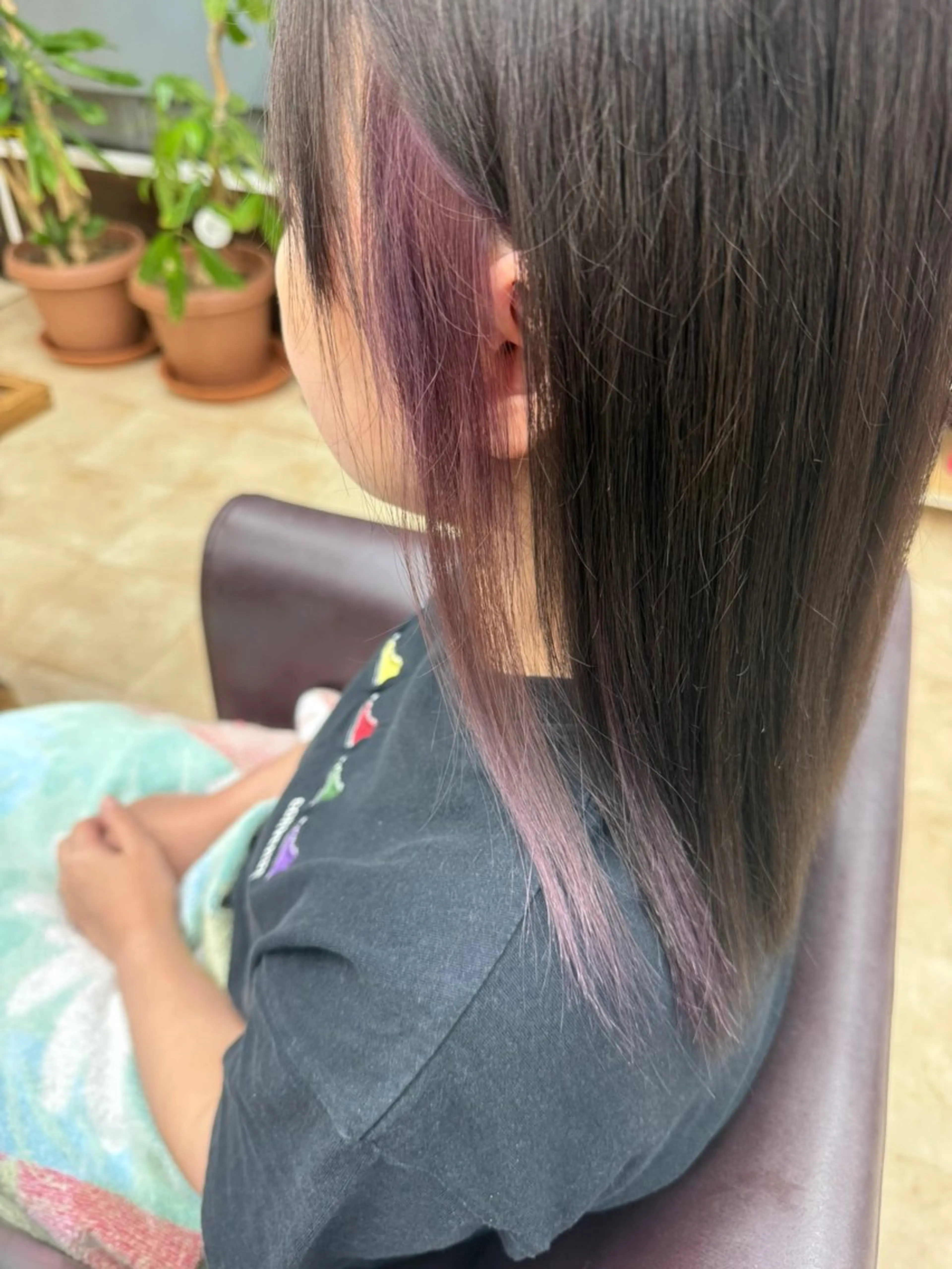 カラー インナーカラー 上村華女 髪質改善カラーのヘアスタイル