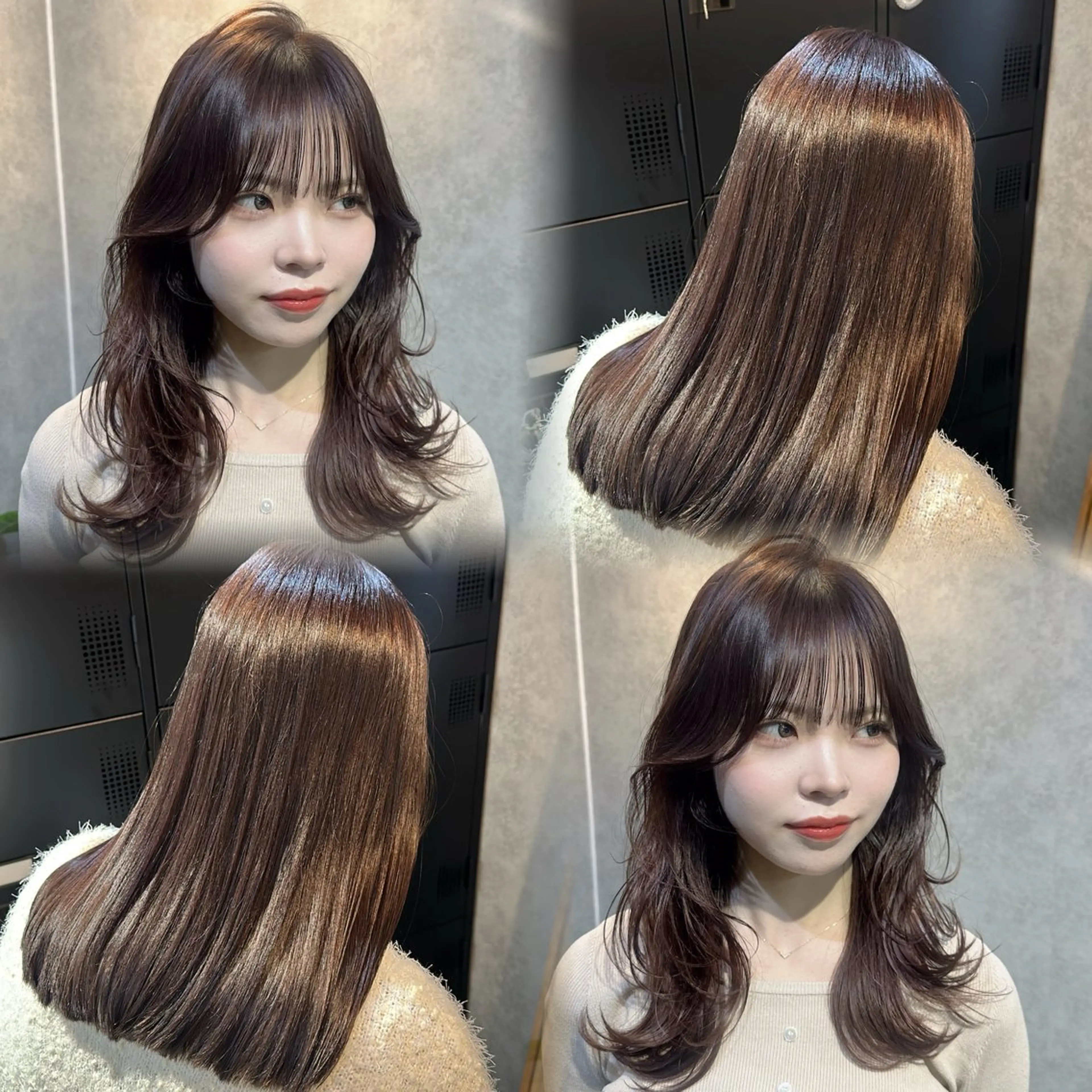 ロング カラー カット 縮毛矯正 トリートメント 銀座レイヤーカット ×シースルー前髪のヘアスタイル