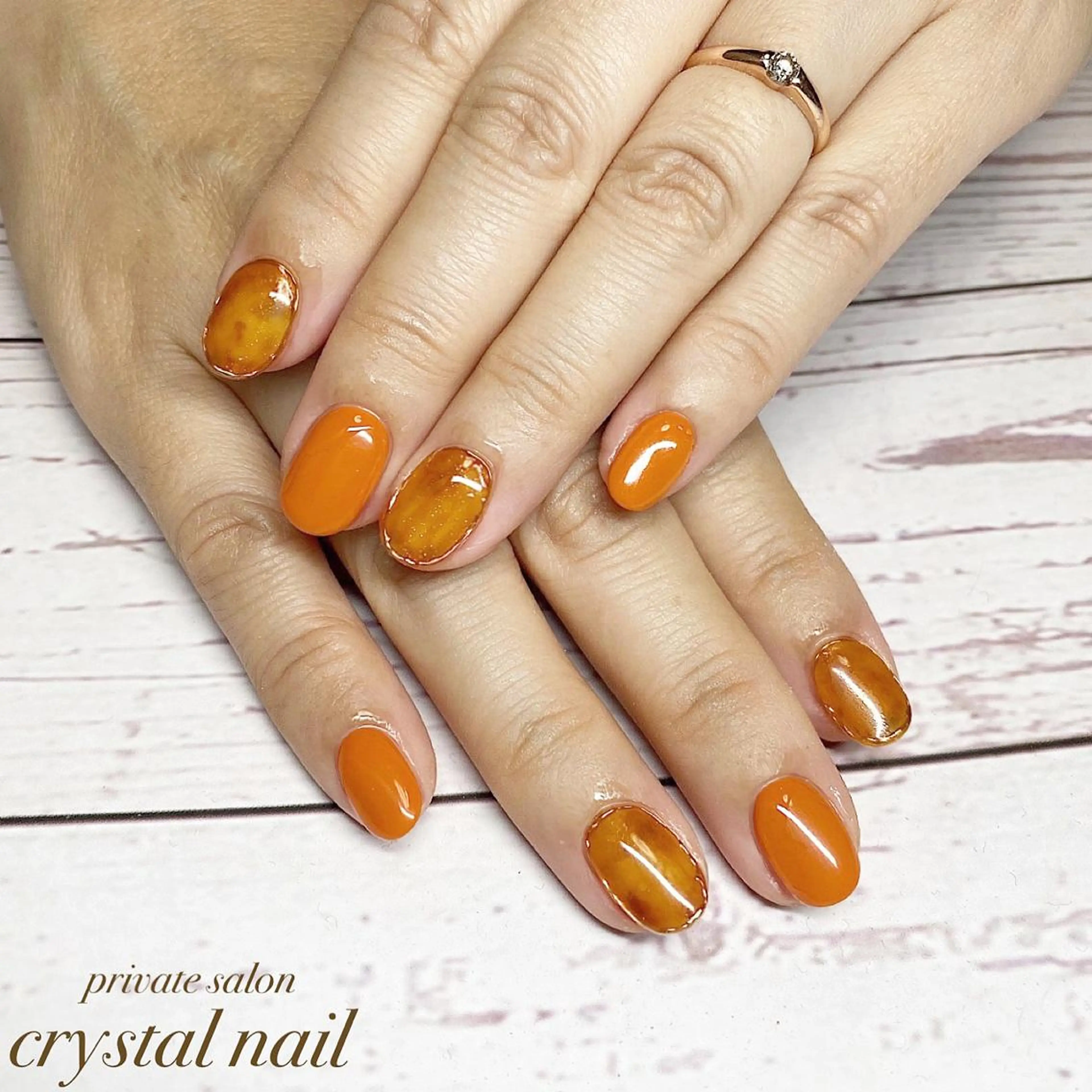 ネイル べっ甲ネイル ハンドネイル Crystal Nailのネイルデザイン