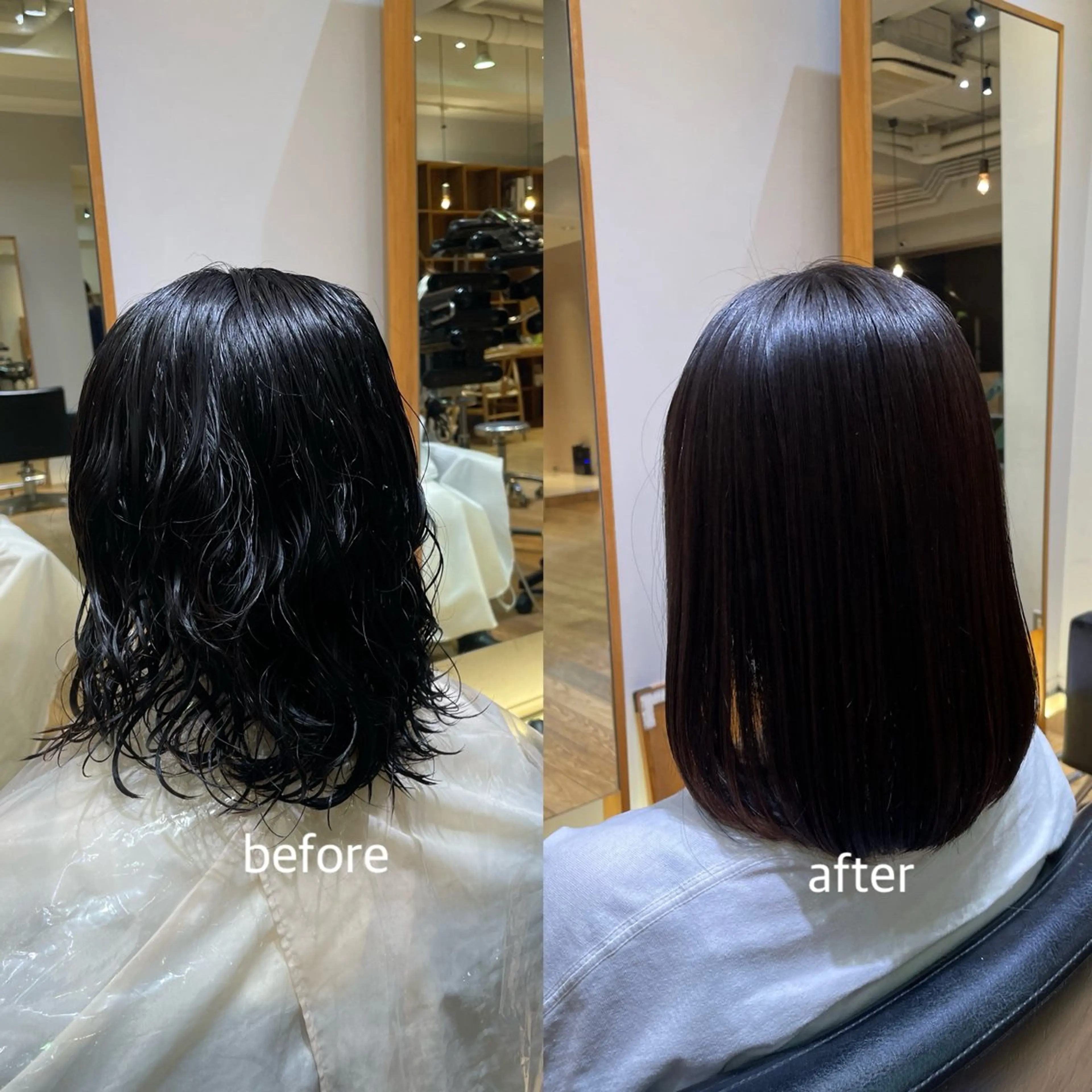 セミロング パーマ セミロングパーマ 縮毛矯正 縮毛矯正/レイヤー 🌙児玉光瑠のヘアスタイル