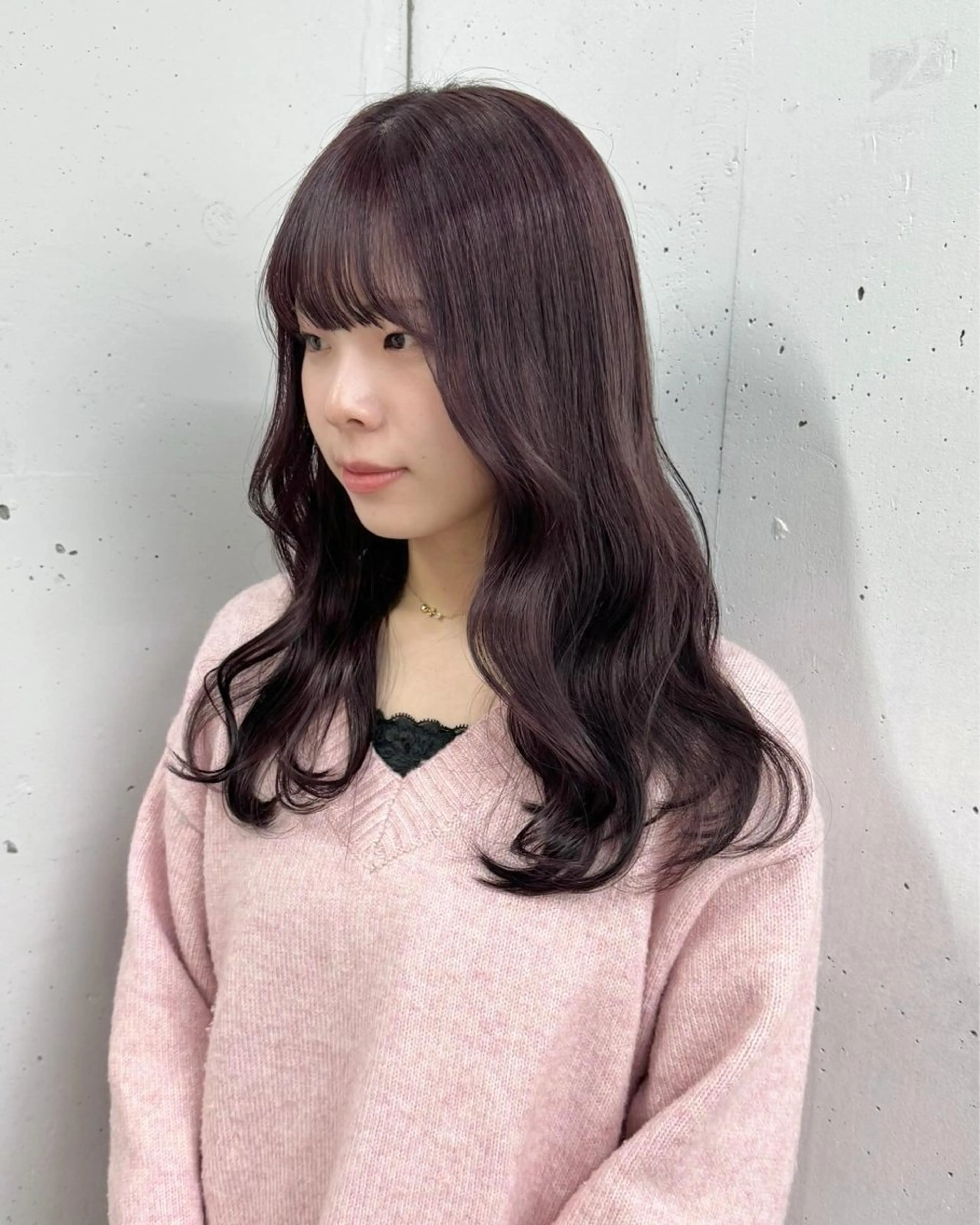セミロング カラー ブリーチ カシス ラベンダーカラー ブリーチなしカラー 🎀taro ブリーチなしカラーのヘアスタイル