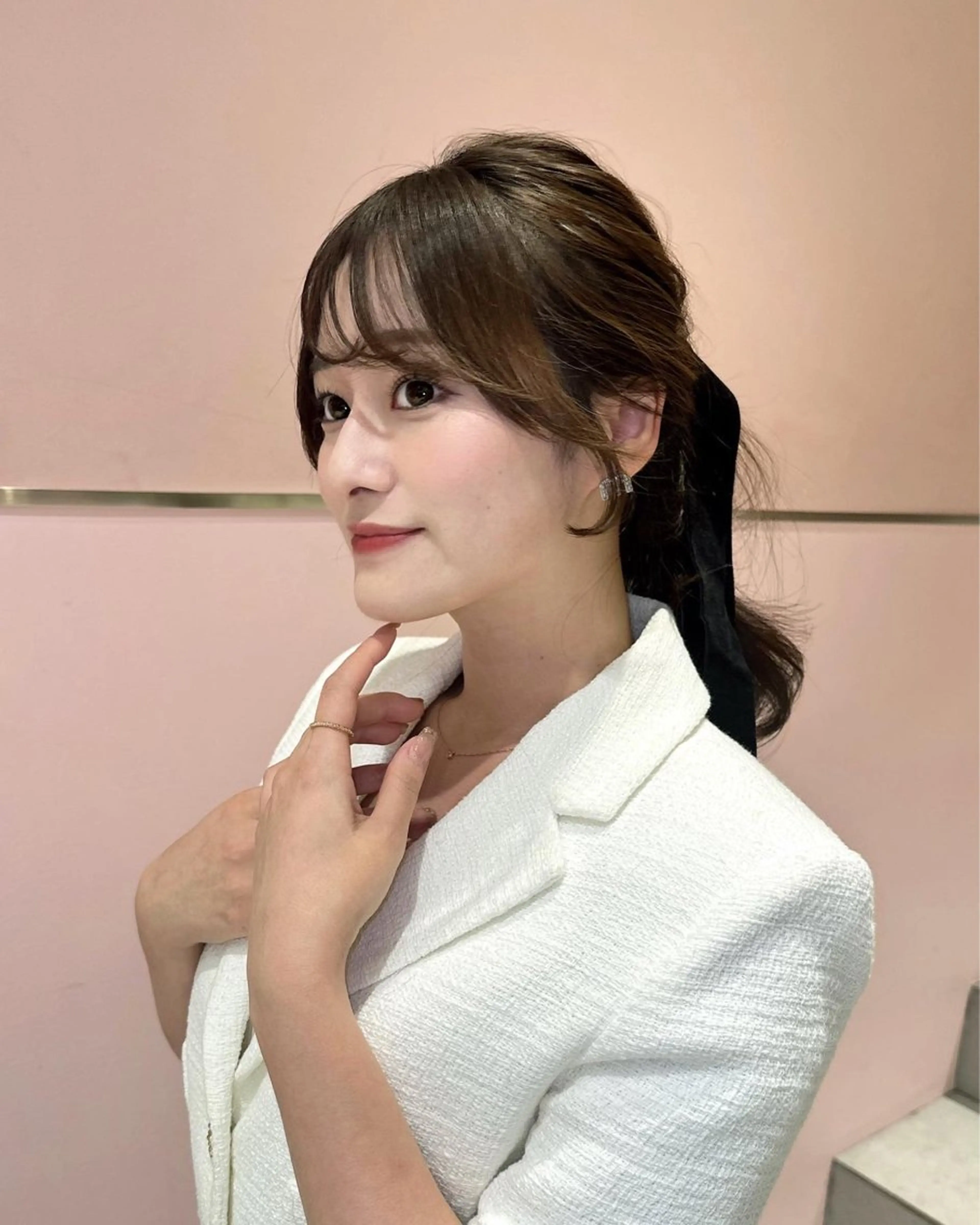 セミロング ヘアアレンジ カット ヘアセット 🤎小顔レイヤー /ベージュ🤎友香のヘアスタイル