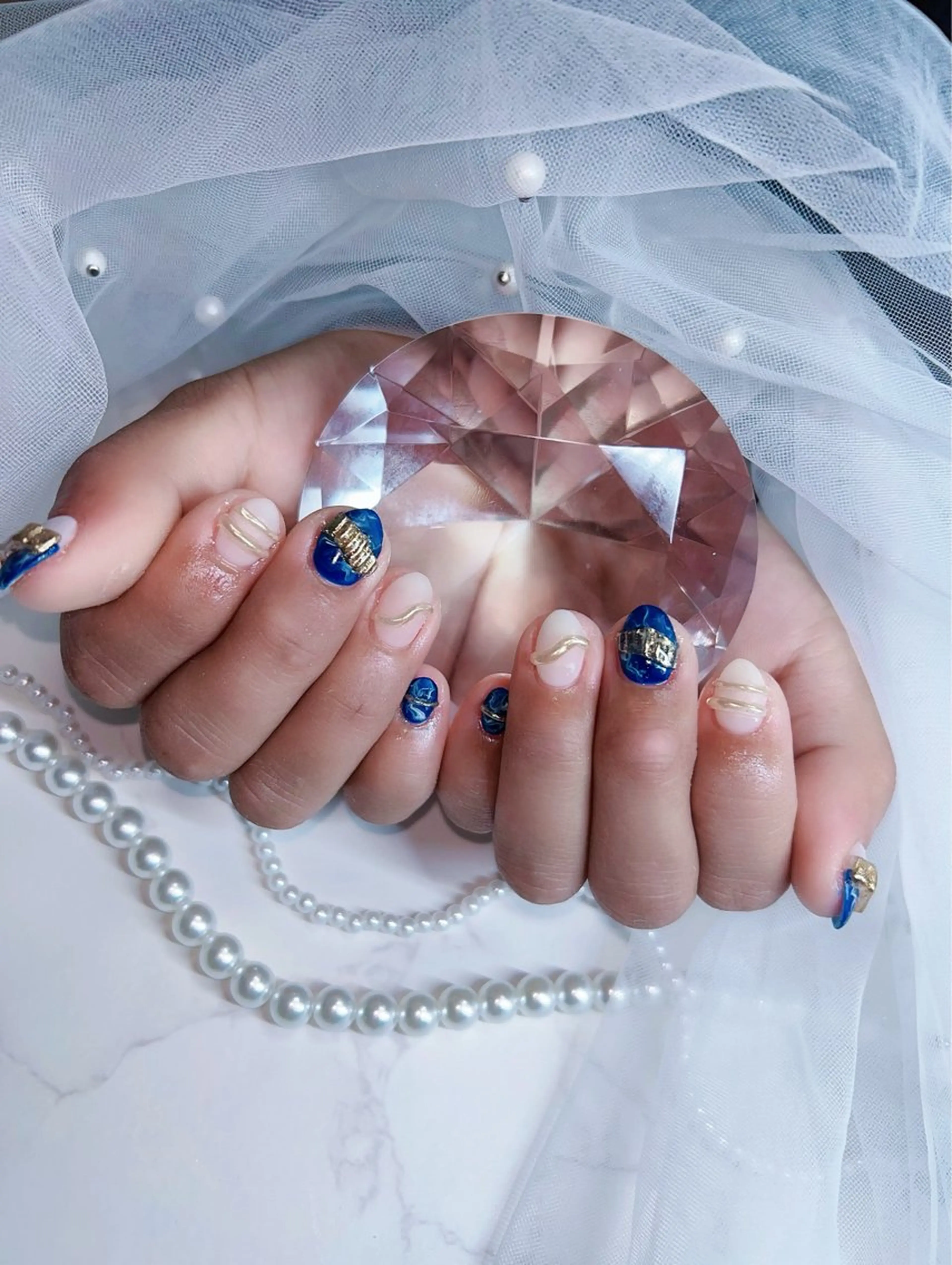 ネイル ブルー ニュアンスネイル ハンドネイル Nail salon suuのネイルデザイン