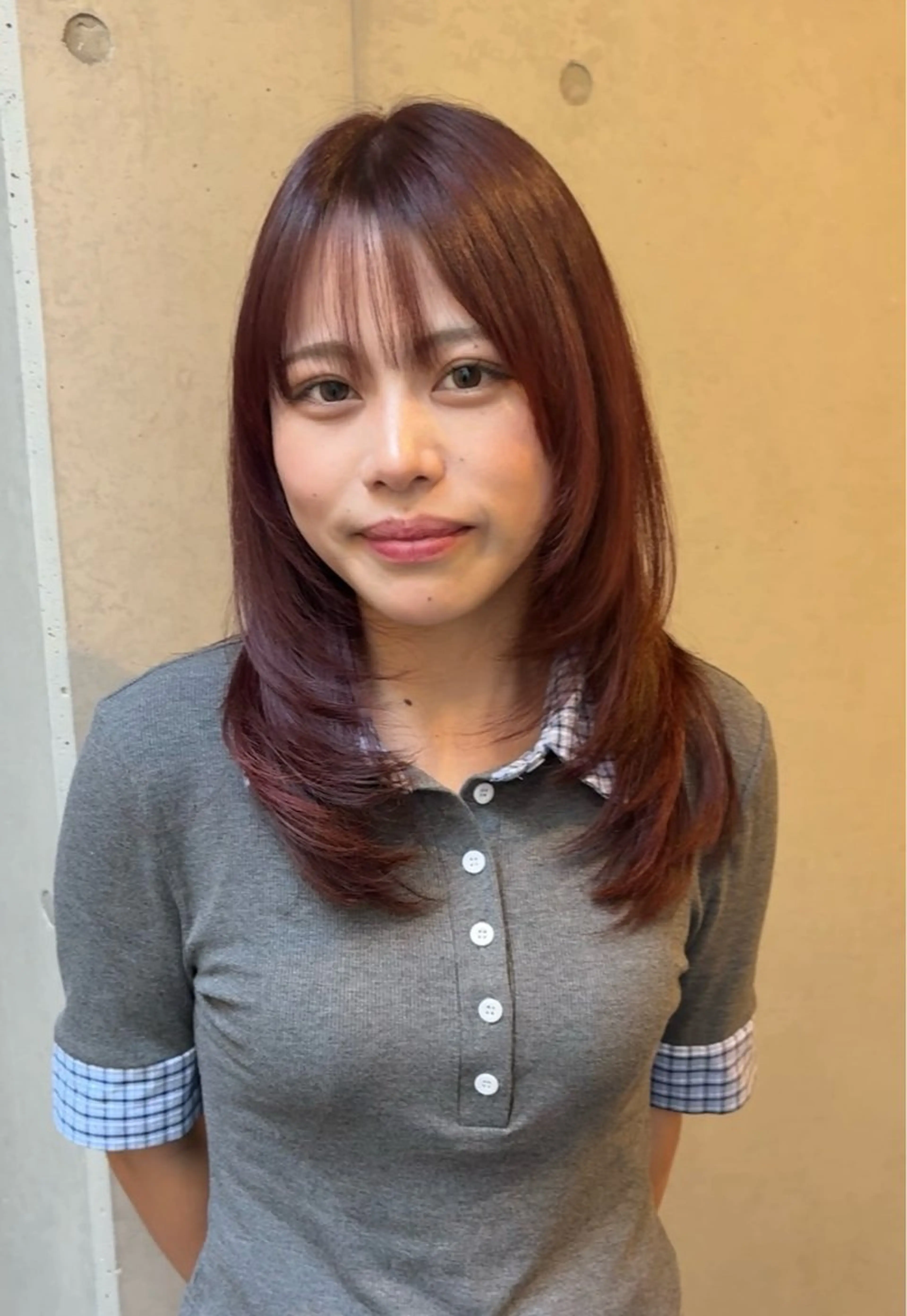 ミディアム カラー ブラウンカラー ピンクカラー ピンクブラウン カット ヘアカラー トリートメント 韓国レイヤー/柔らか カラー/RIN🎀のヘアスタイル