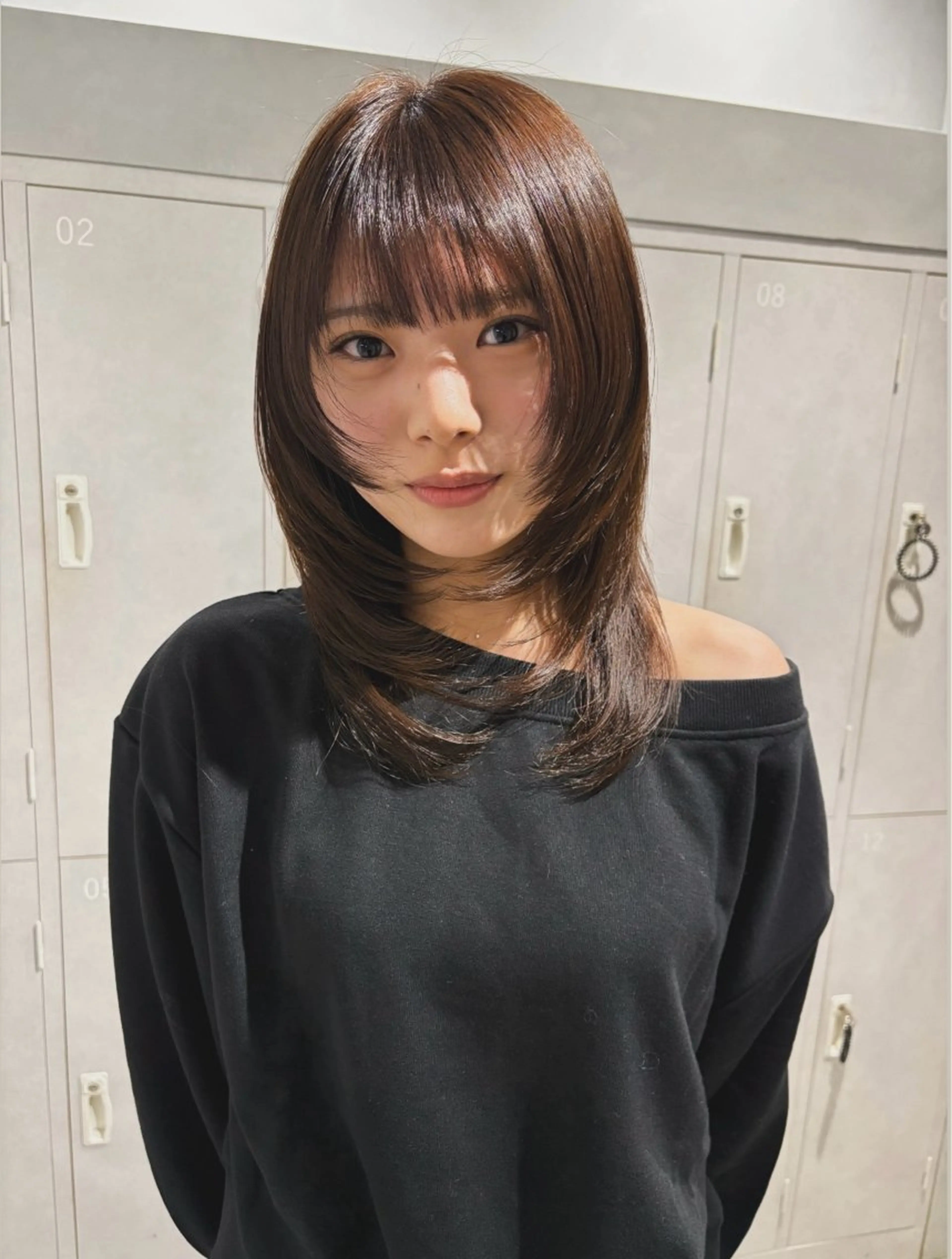 ミディアム カラー ハッシュカット カット ヘアカラー トリートメント Juna✂️ レイヤー / ボブのヘアスタイル