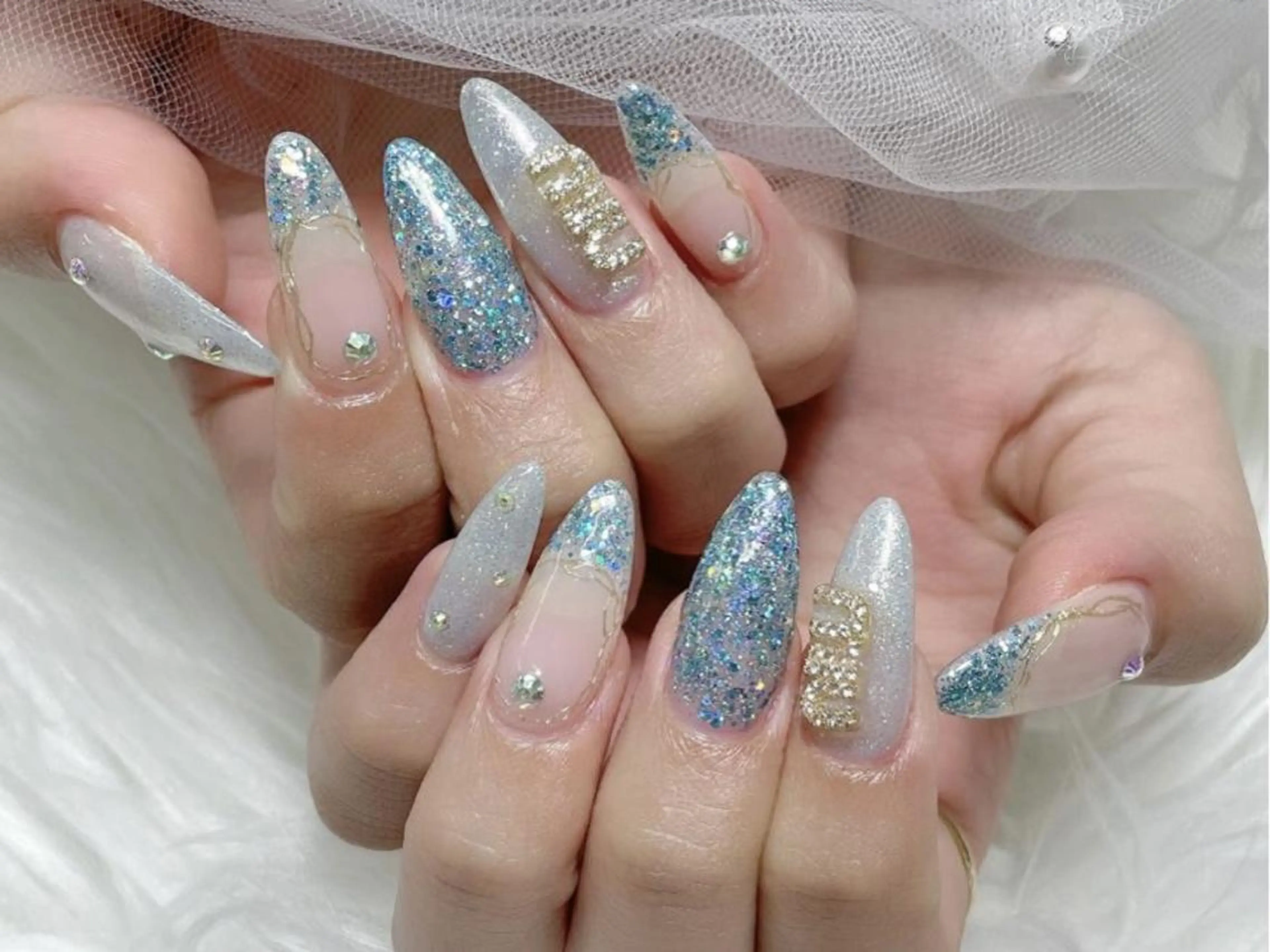 メンズ ネイル アートネイル フレンチネイル ジェルネイル キラキラネイル パラジェル ハンドネイル フットネイル Bloom kabukiのネイルデザイン