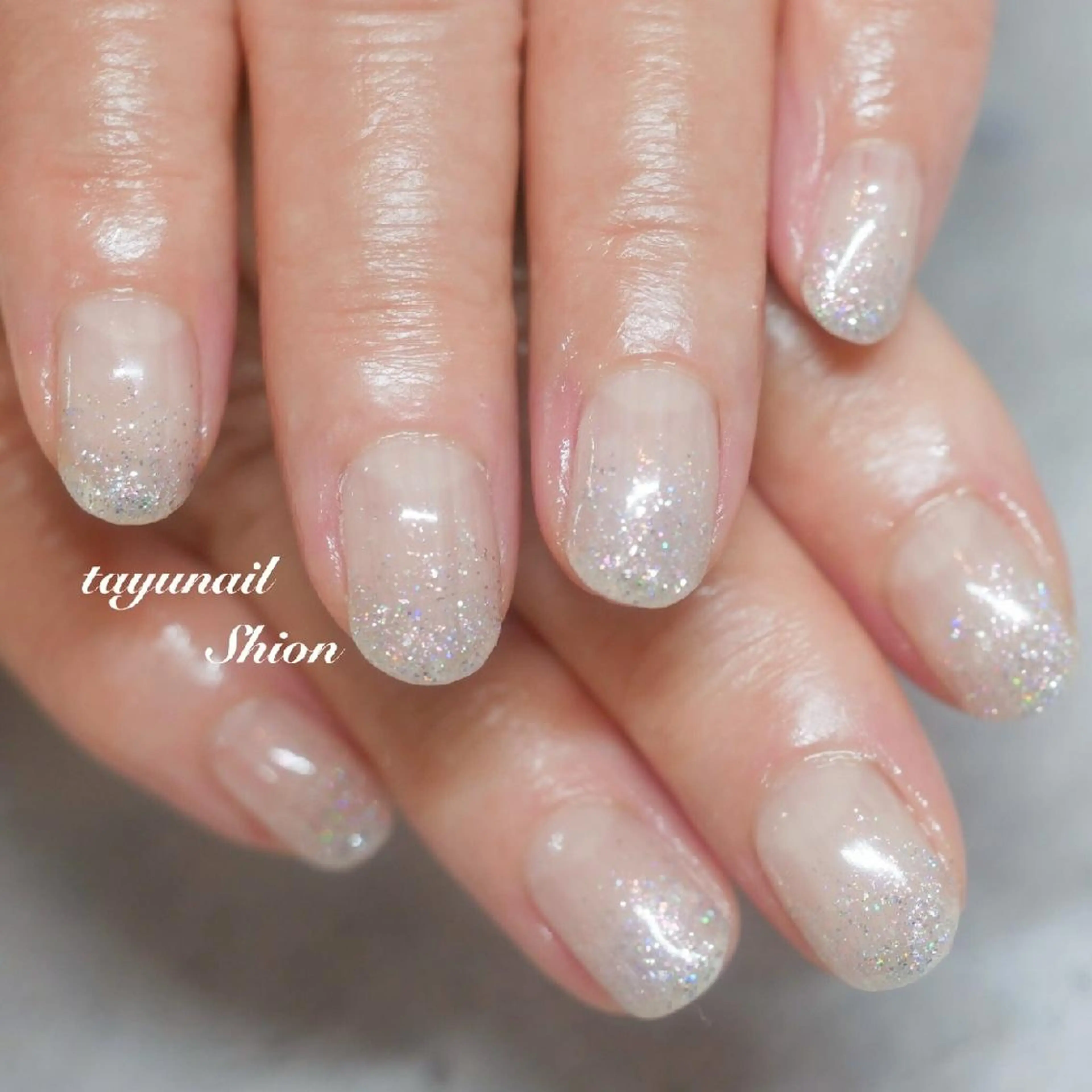 ネイル ブルー クリアネイル ジェルネイル グラデーション キラキラネイル ネイルサロン 【たゆnail】のネイルデザイン