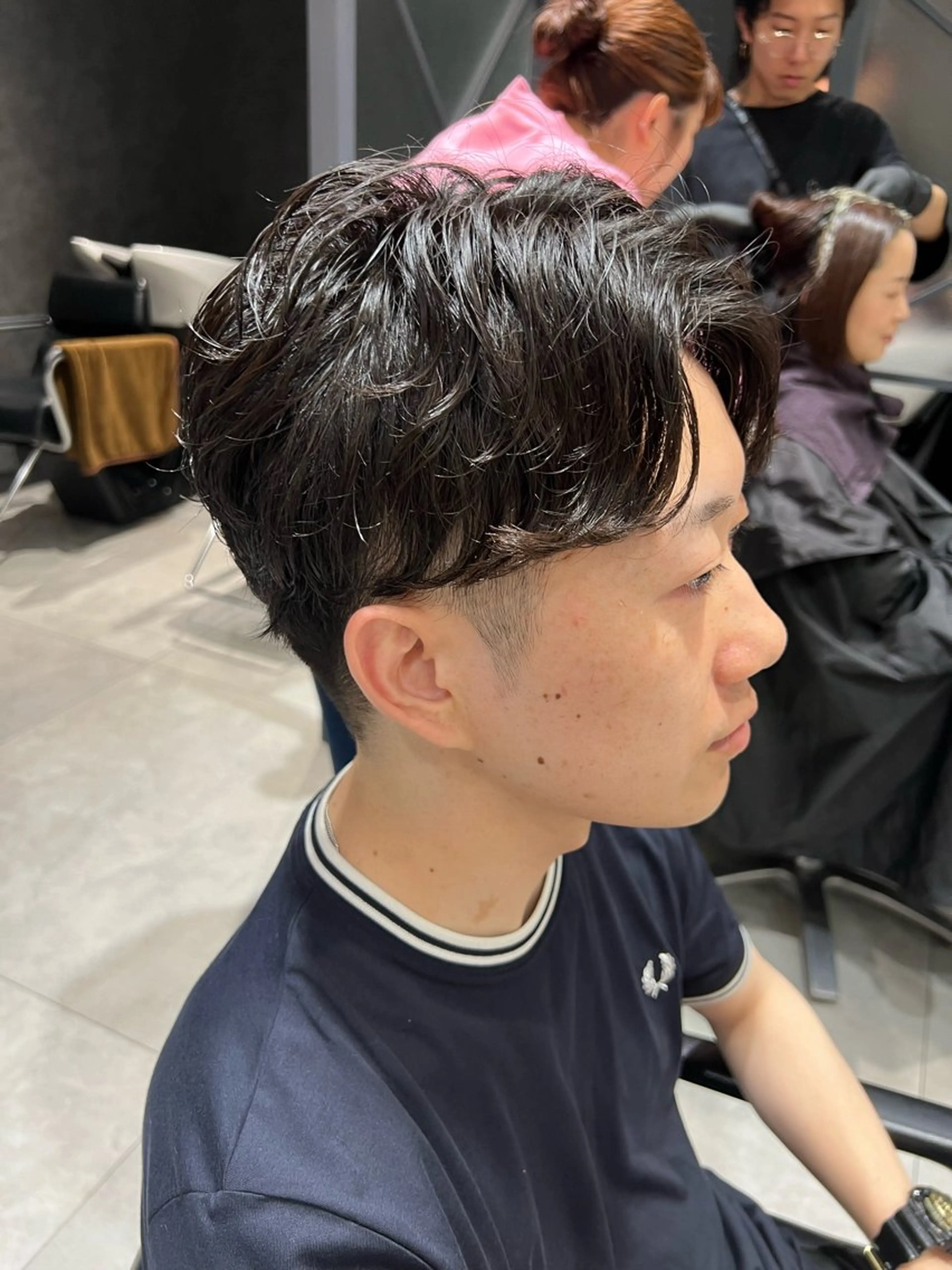 ショート メンズ 曲がる縮毛矯正 バレイヤージュ森田のヘアスタイル