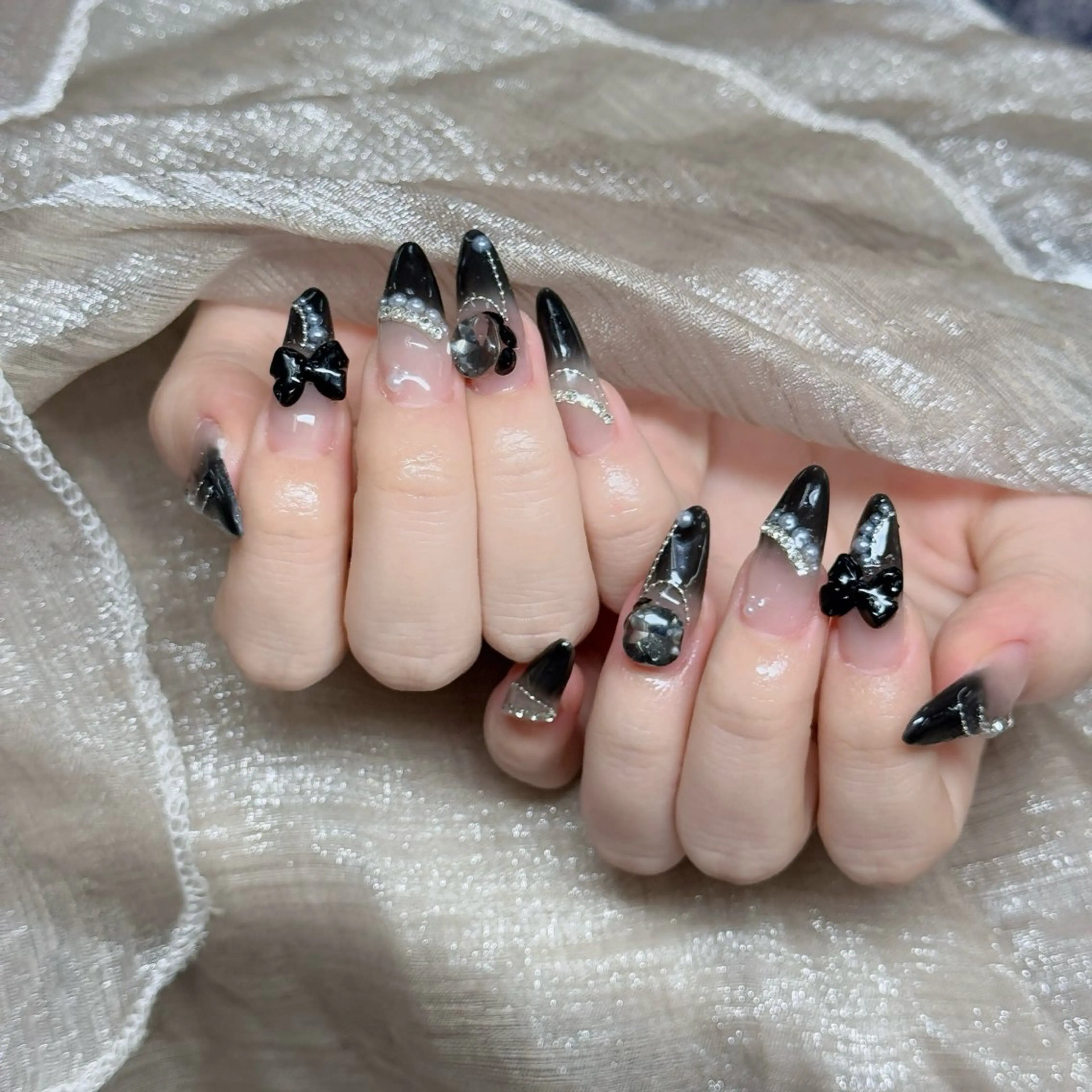 ネイル ロングネイル マグネットネイル リボン 夏ネイル スーパーロングネイル Hani Nail XUKAのネイルデザイン