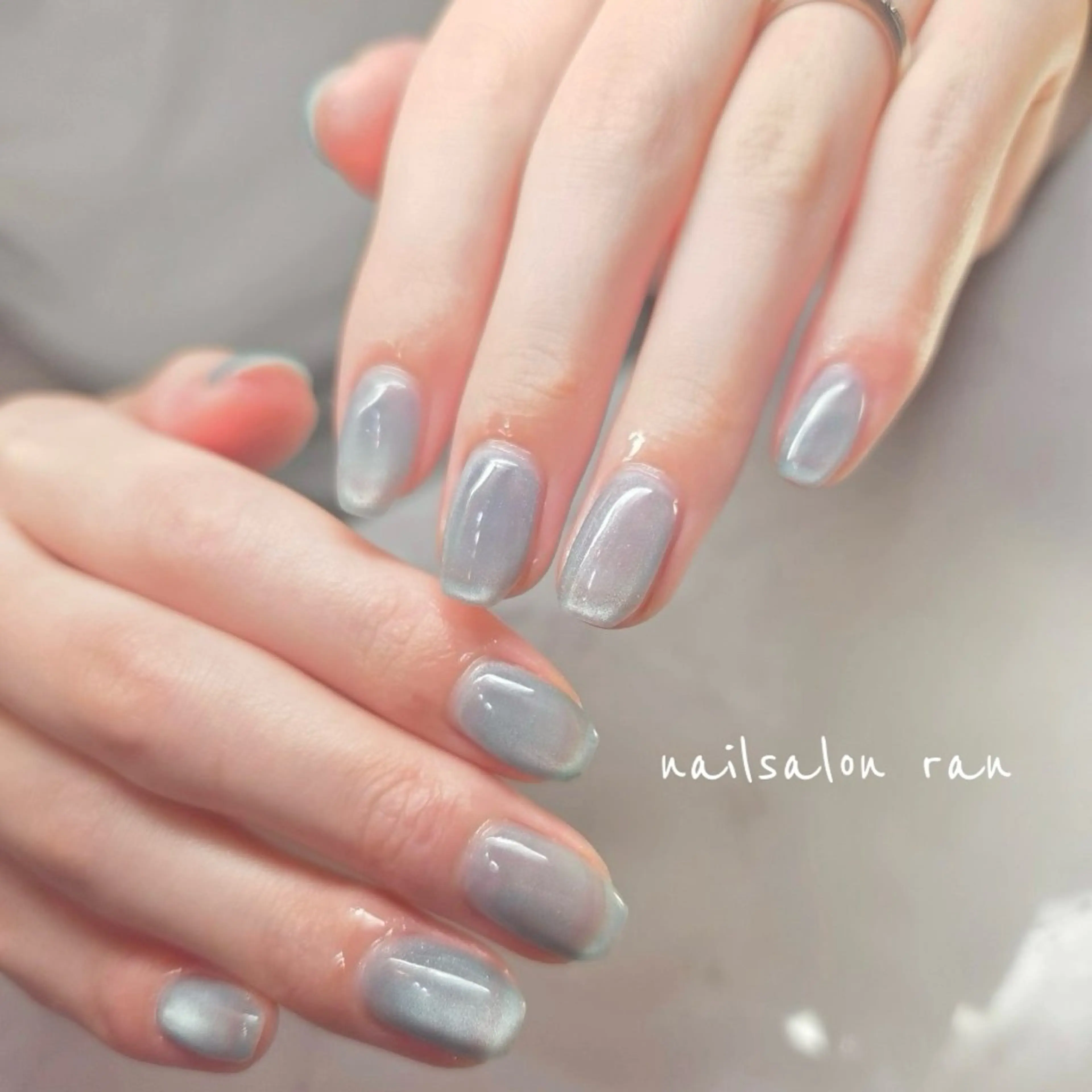 ネイル ブルー マグネットネイル マグネットワンカラー ワンカラーネイル ハンドネイル nailsalon ranのネイルデザイン