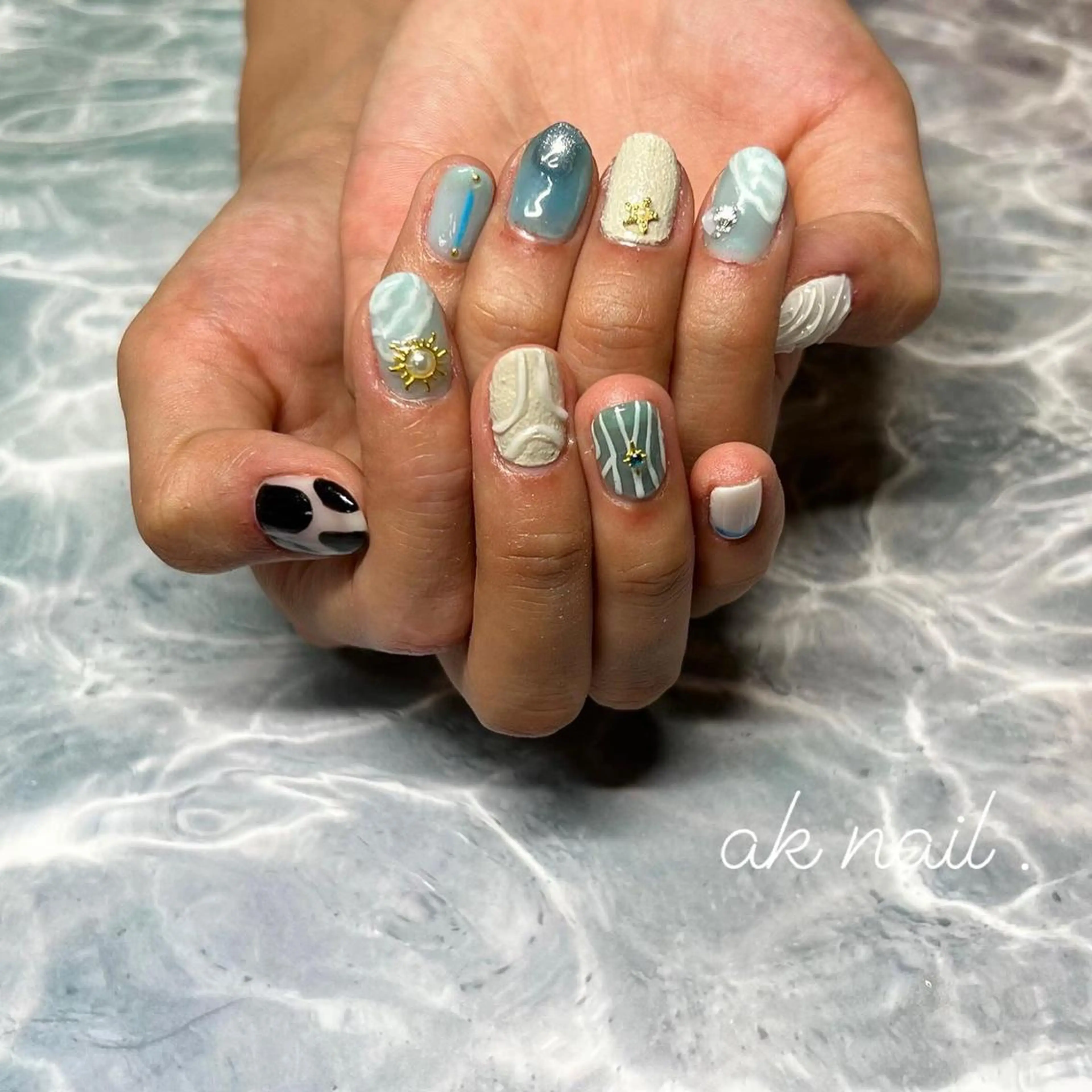 ネイル 夏ネイル ハンドネイル ak nail .のネイルデザイン
