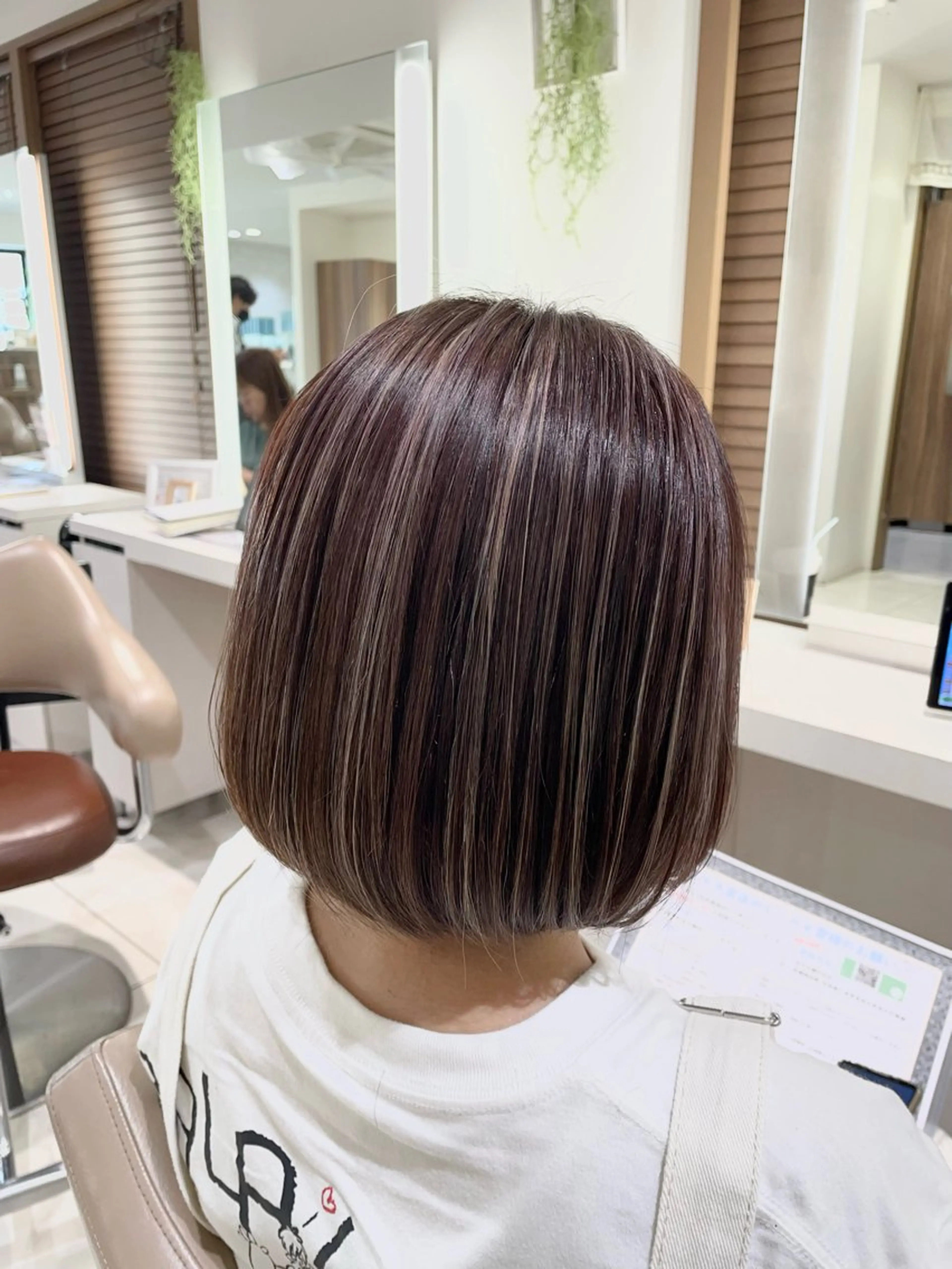 ミディアム カット ヘアカラー 清藤綾/脱白髪染め 白髪ぼかしハイライトのヘアスタイル