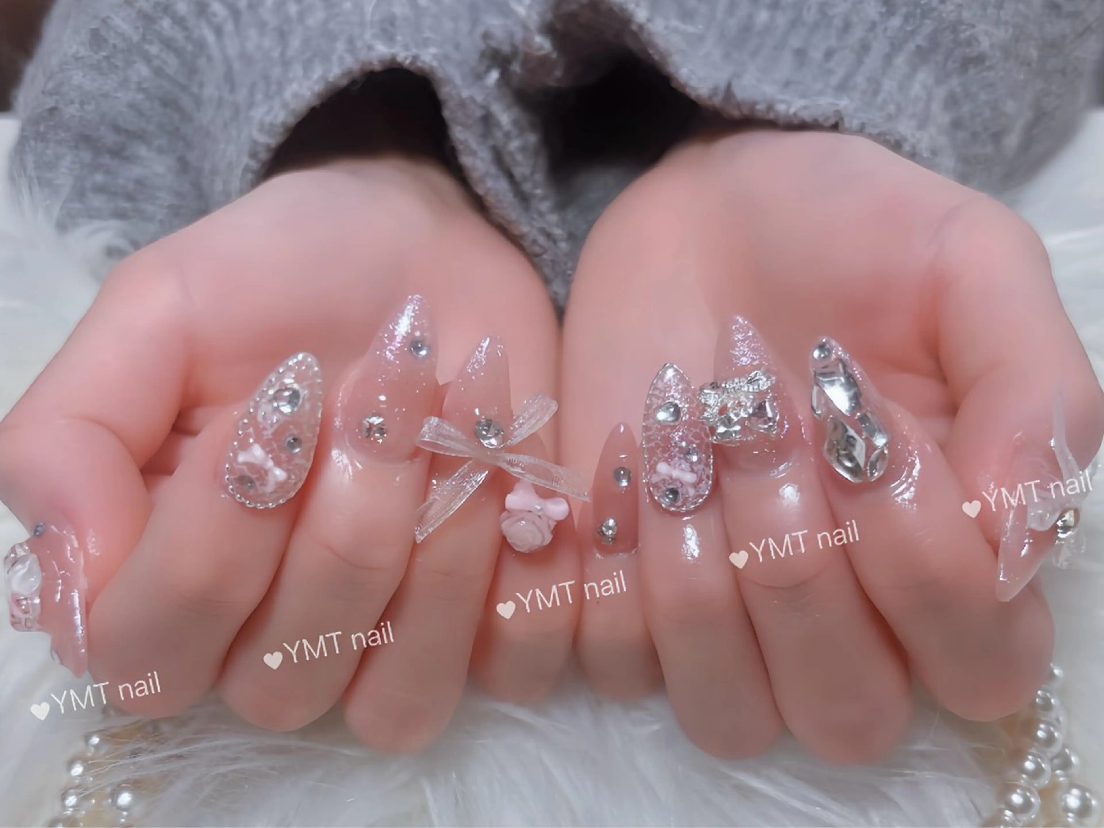 ネイル 長さ出し フットネイル ジェルネイル 韓国ネイル マグネットネイル ハンドネイル YMT． NailStudioのネイルデザイン