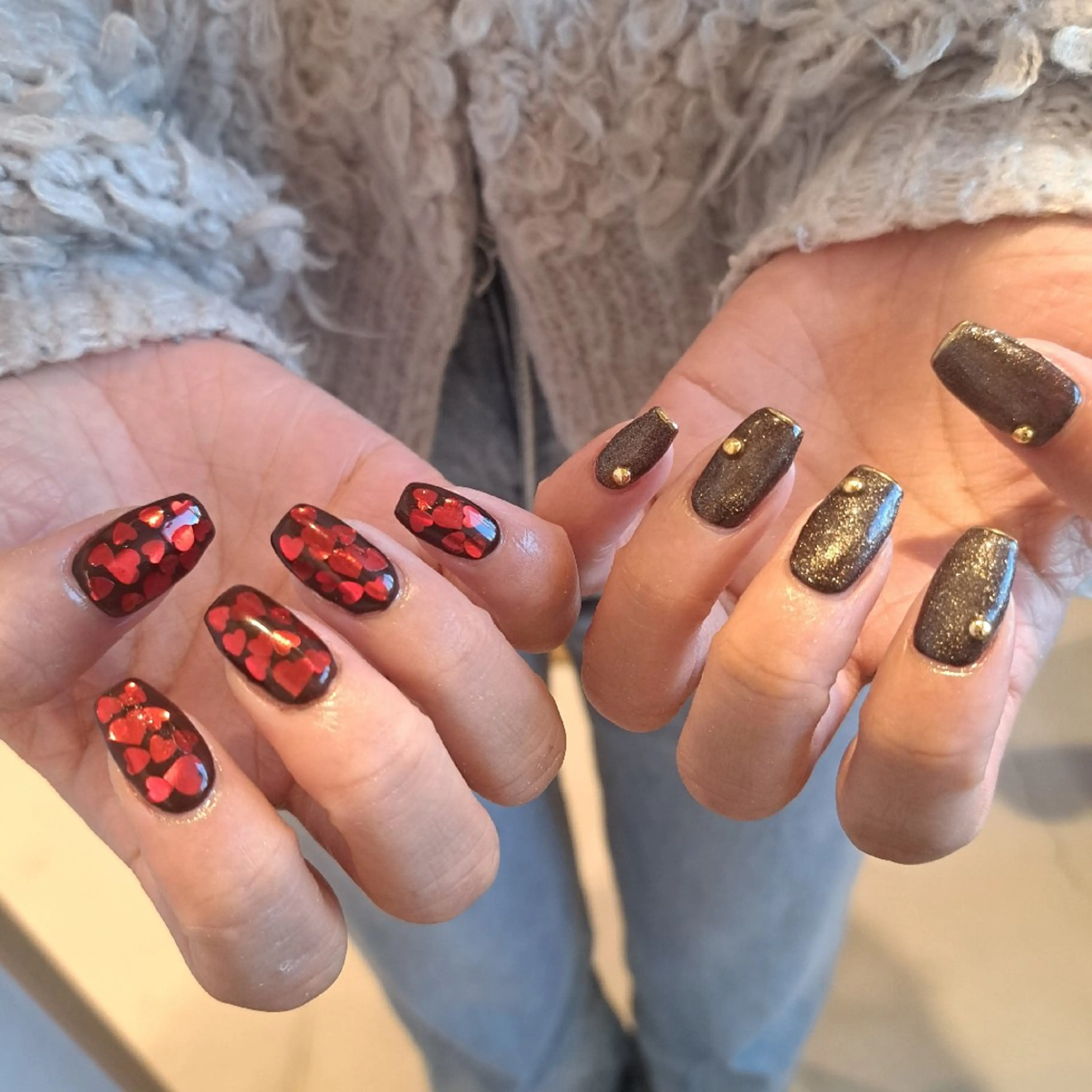 ネイル アートネイル ジェルネイル ハート マグネットネイル 持ち込み ハンドネイル Nail mood デザイン持ち込みokのネイルデザイン