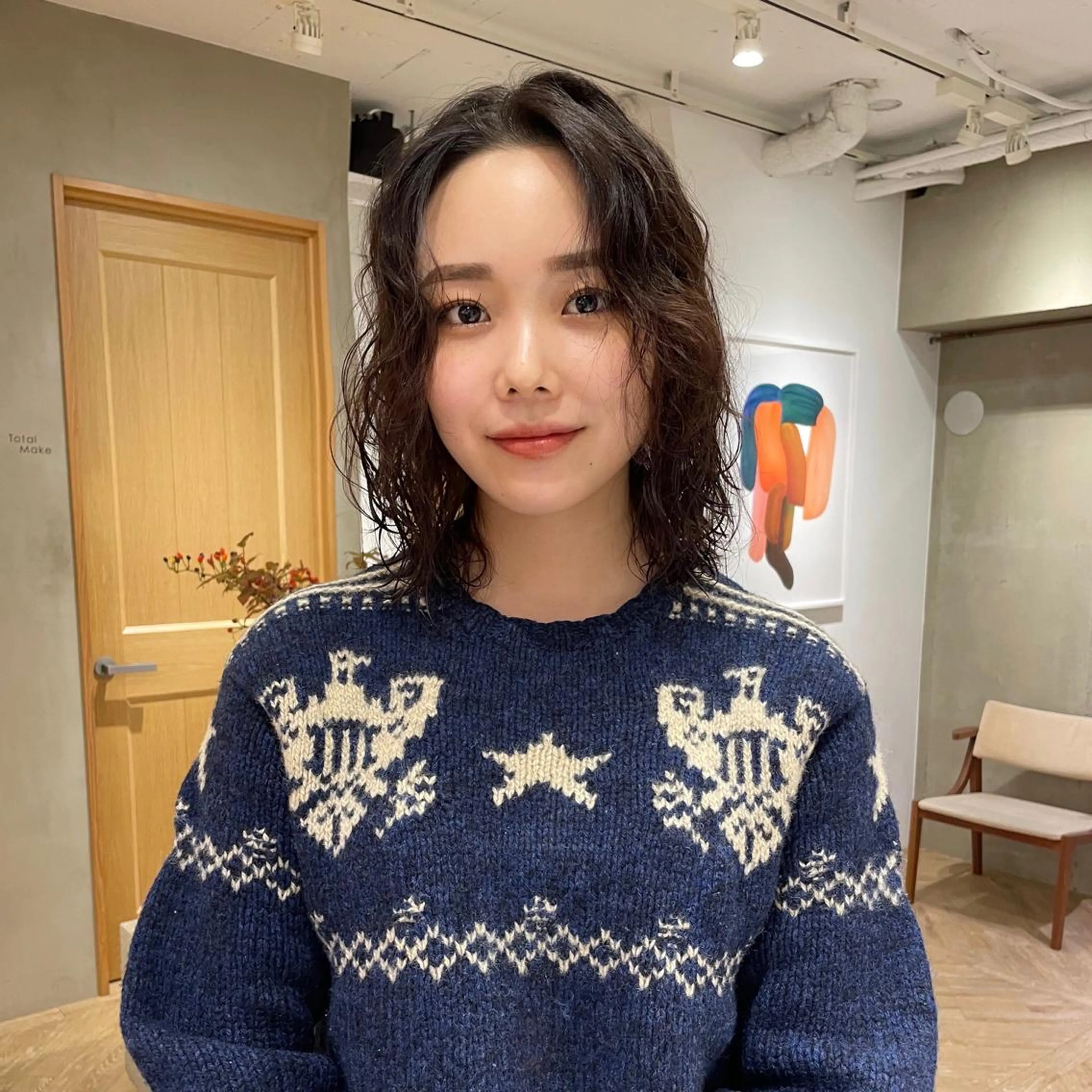 ミディアム パーマ ヘアアレンジ ミディアムパーマ ハイライト 髪質改善 韓国風ヘア 縮毛矯正 カット パーマ 髪質改善/ボブ 🌻Mutsumiのヘアスタイル