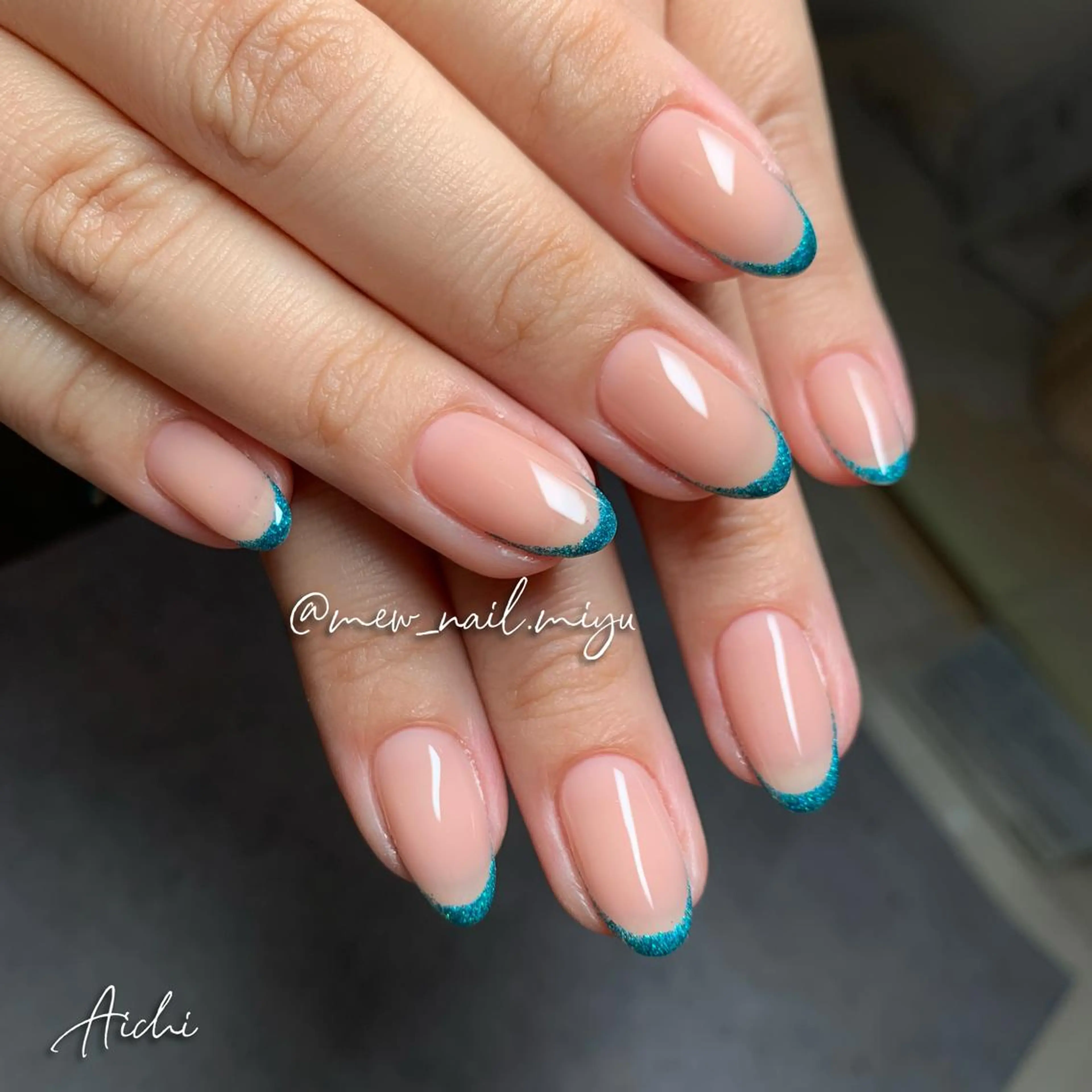 ネイル フレンチネイル ラメ(グリッター) ピンク miyu ☺︎のネイルデザイン