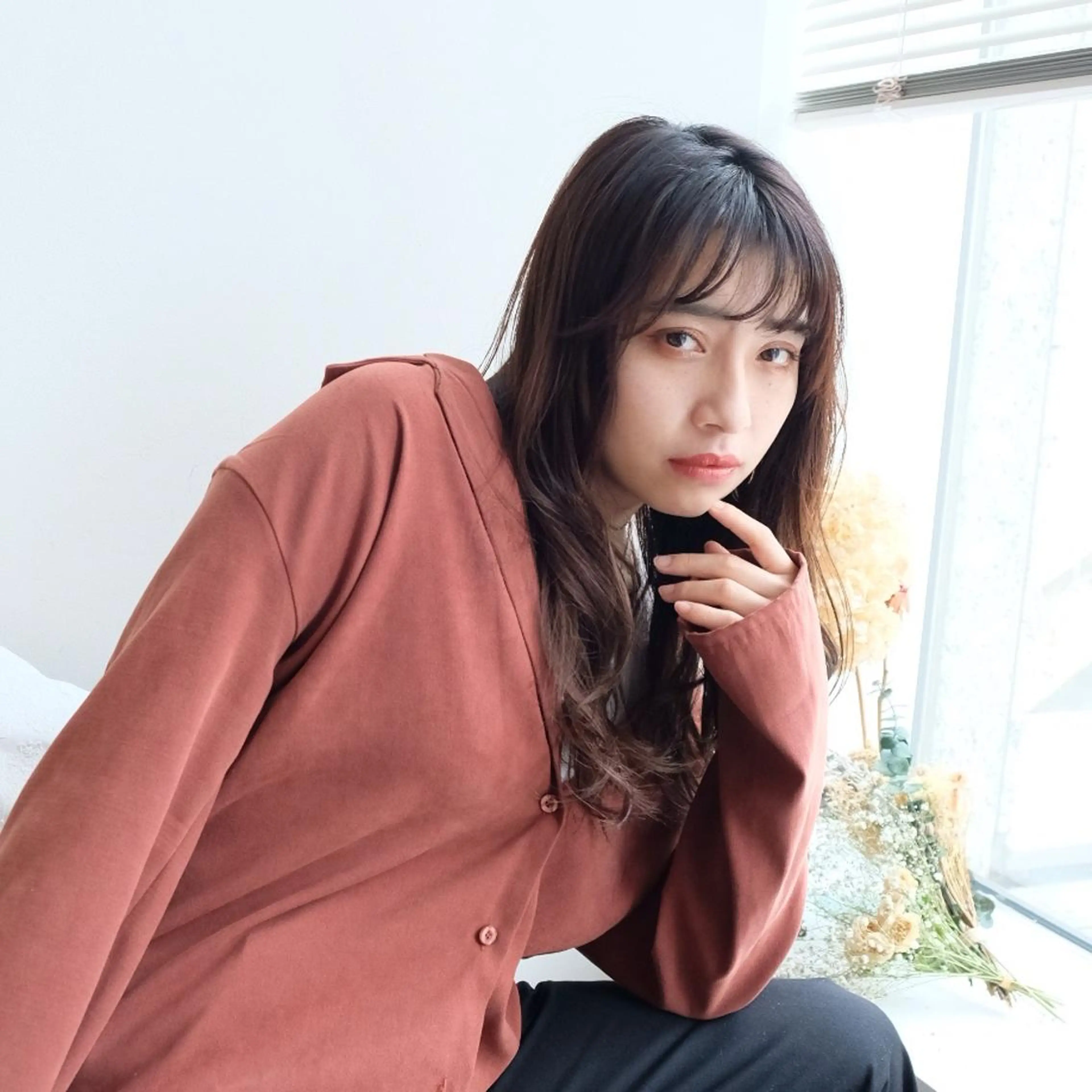 ロング カラー パーマ シースルーバング 大人可愛いHair ❤︎Ayakoのヘアスタイル