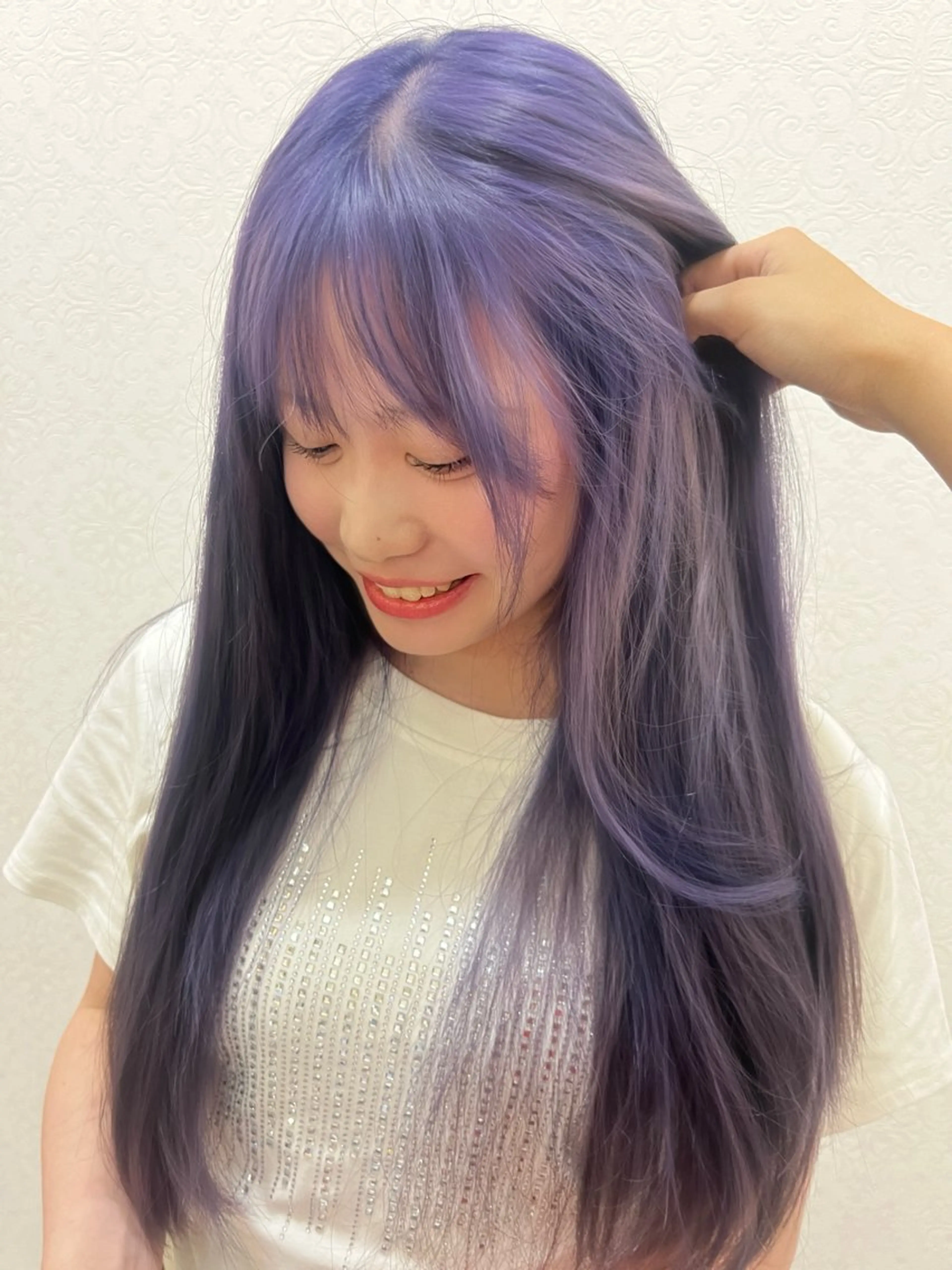 ロング カラー ラベンダーカラー ヘアカラー トリートメント もも なのヘアスタイル