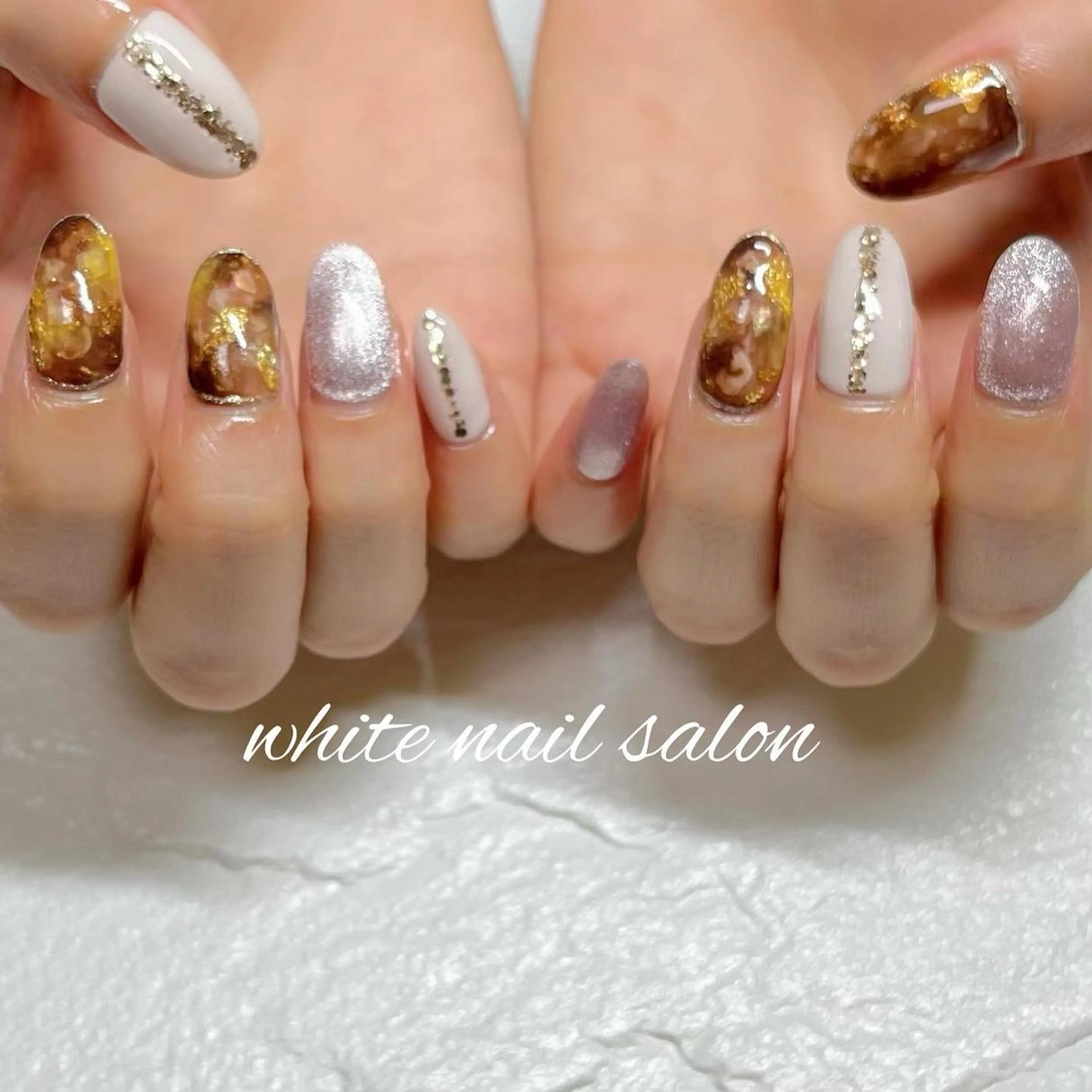 ネイル フットネイル ジェルネイル ハードジェル ラメ(グリッター) 持ち込み ハンドネイル white nail salonのネイルデザイン