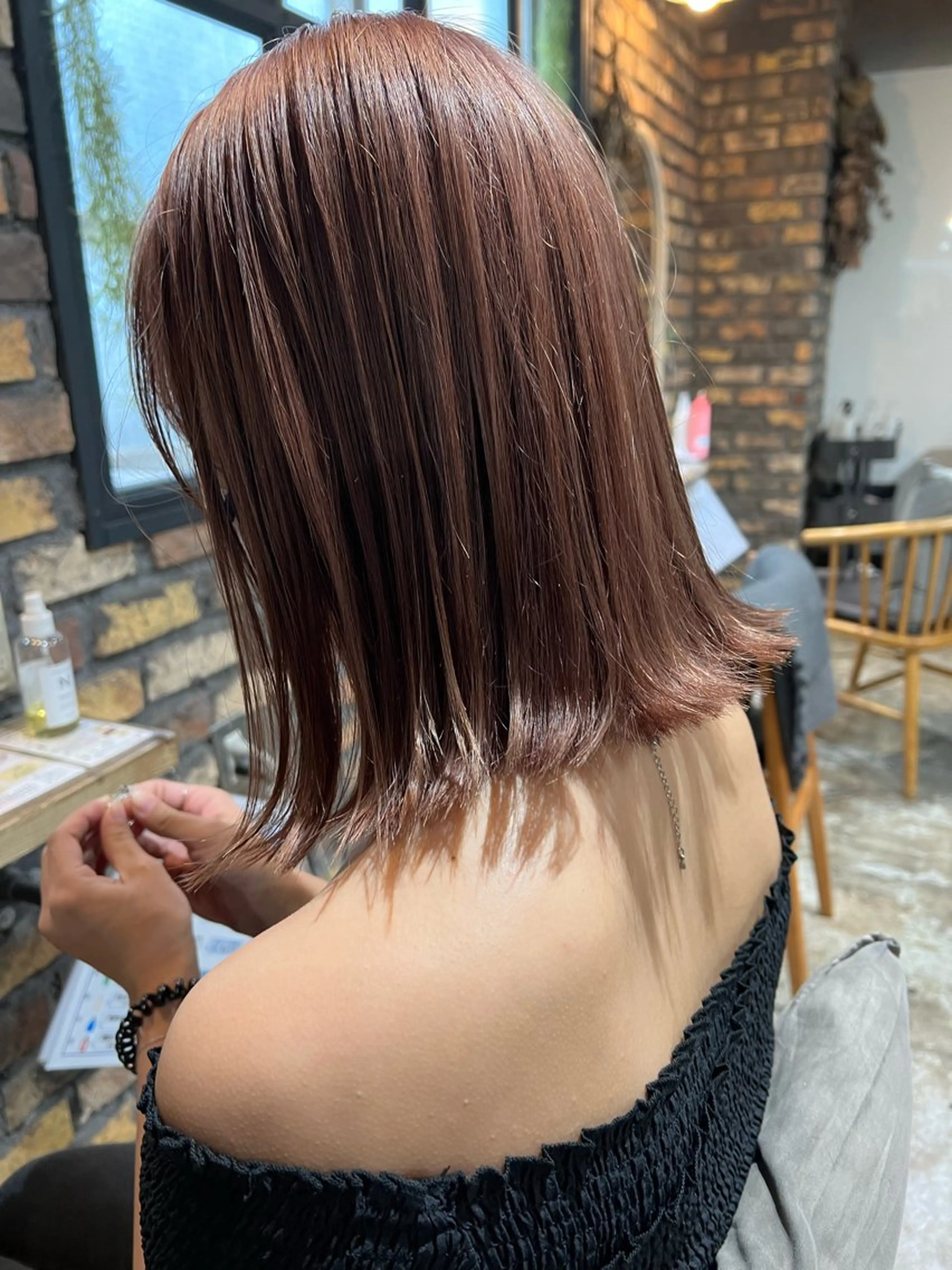 ミディアム カラー ヘアカラー トリートメント ツキノキ ミナのヘアスタイル