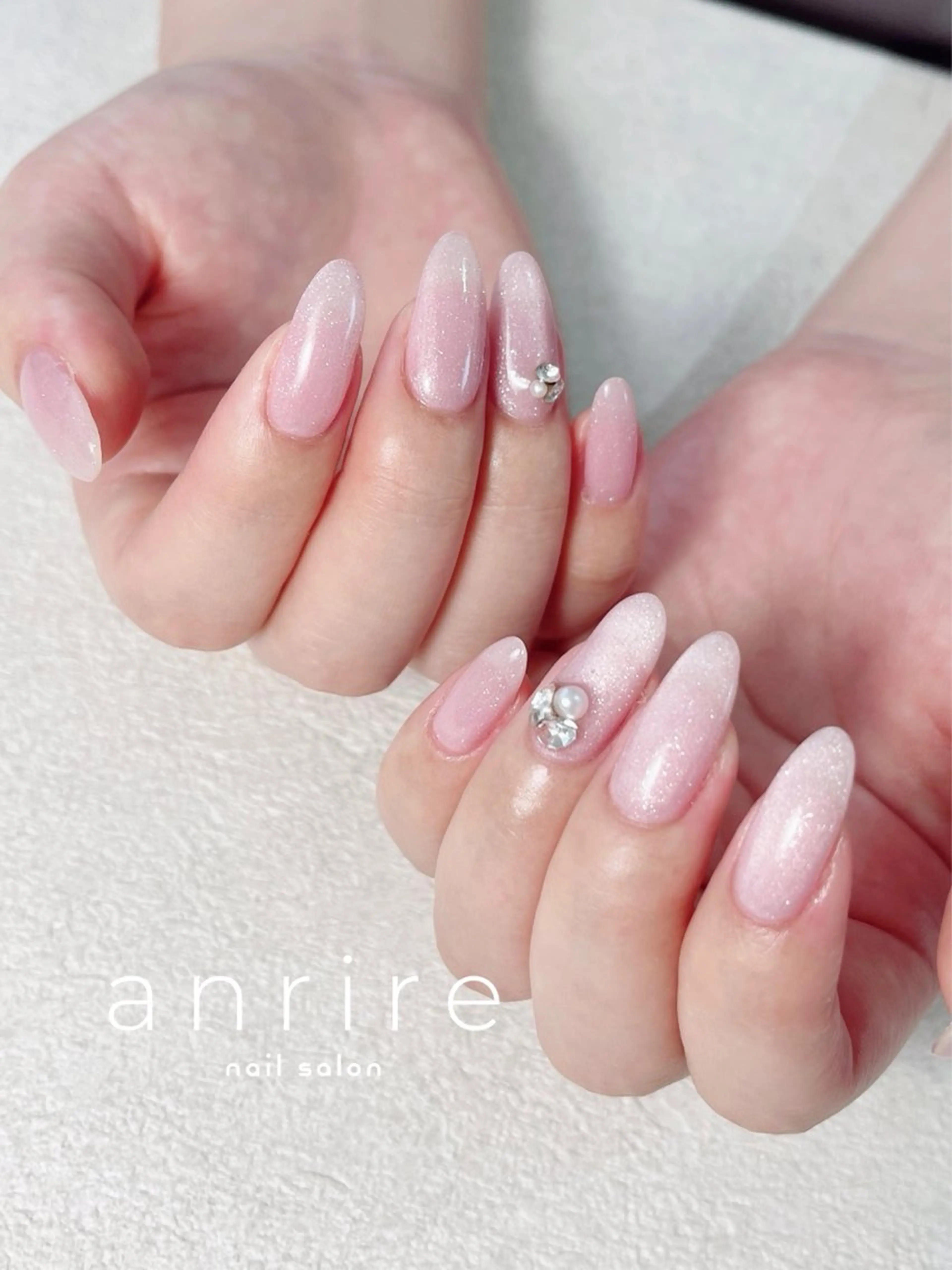 ネイル ジェルネイル キラキラネイル マグネットネイル パラジェル ピンク ハンドネイル nailsalon anrireのネイルデザイン