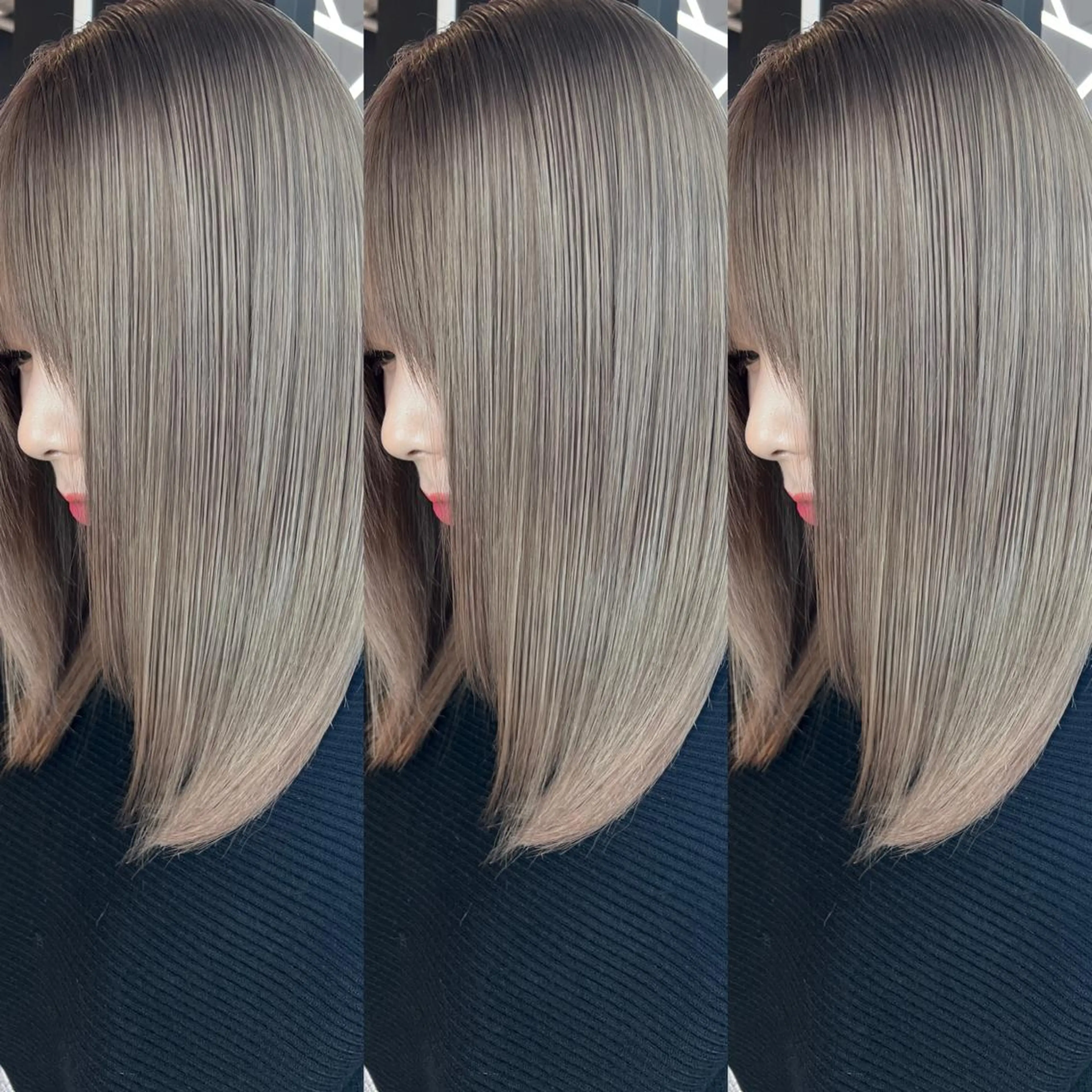 ミディアム カラー グレージュ カット ヘアカラー トリートメント ヘアセット 💜ハイトーン💛 マジカルかいちゃんのヘアスタイル