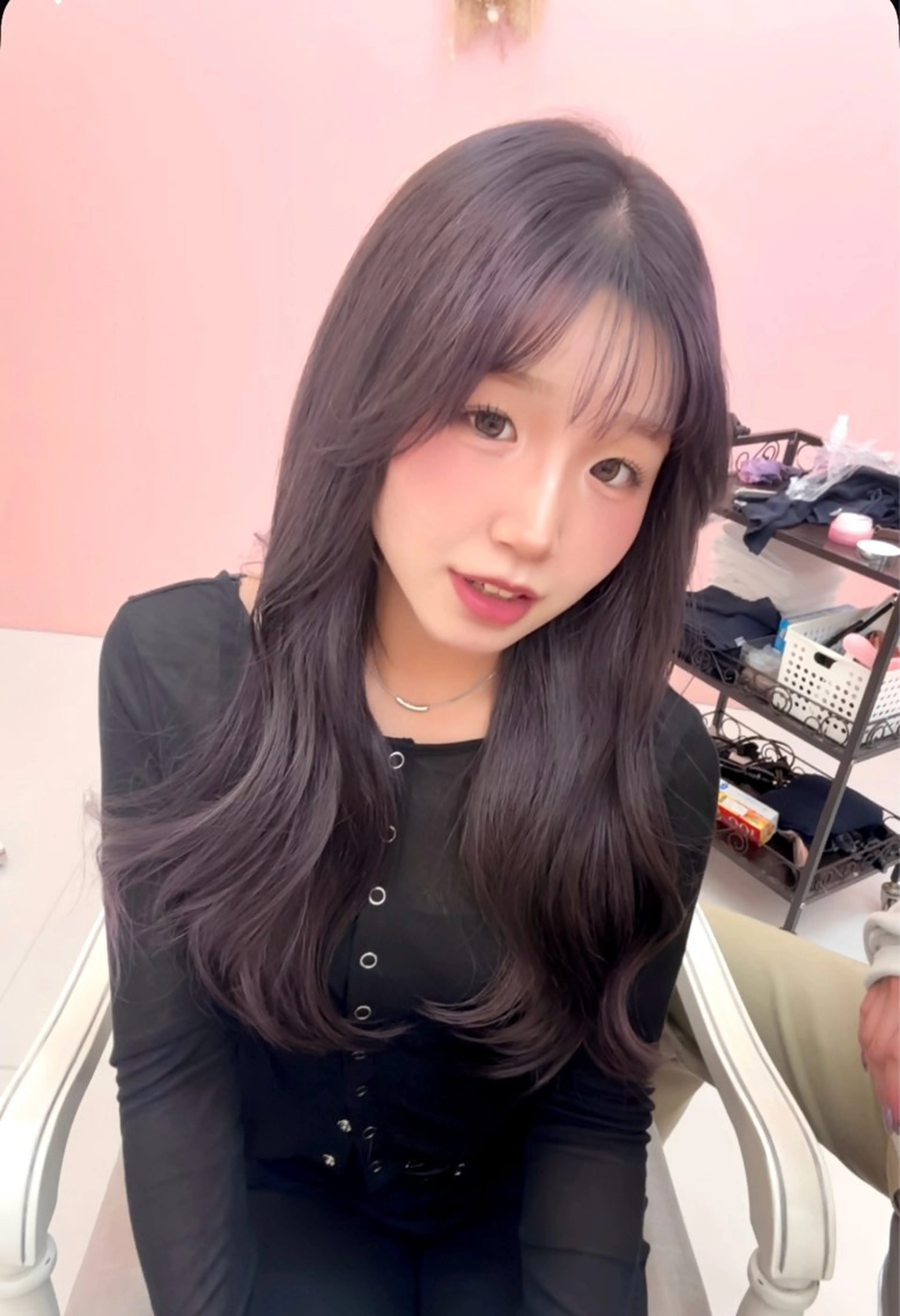 ロング カット ヘアカラー トリートメント 韓国ヘア🎀マイカ｜ 新大久保のヘアスタイル