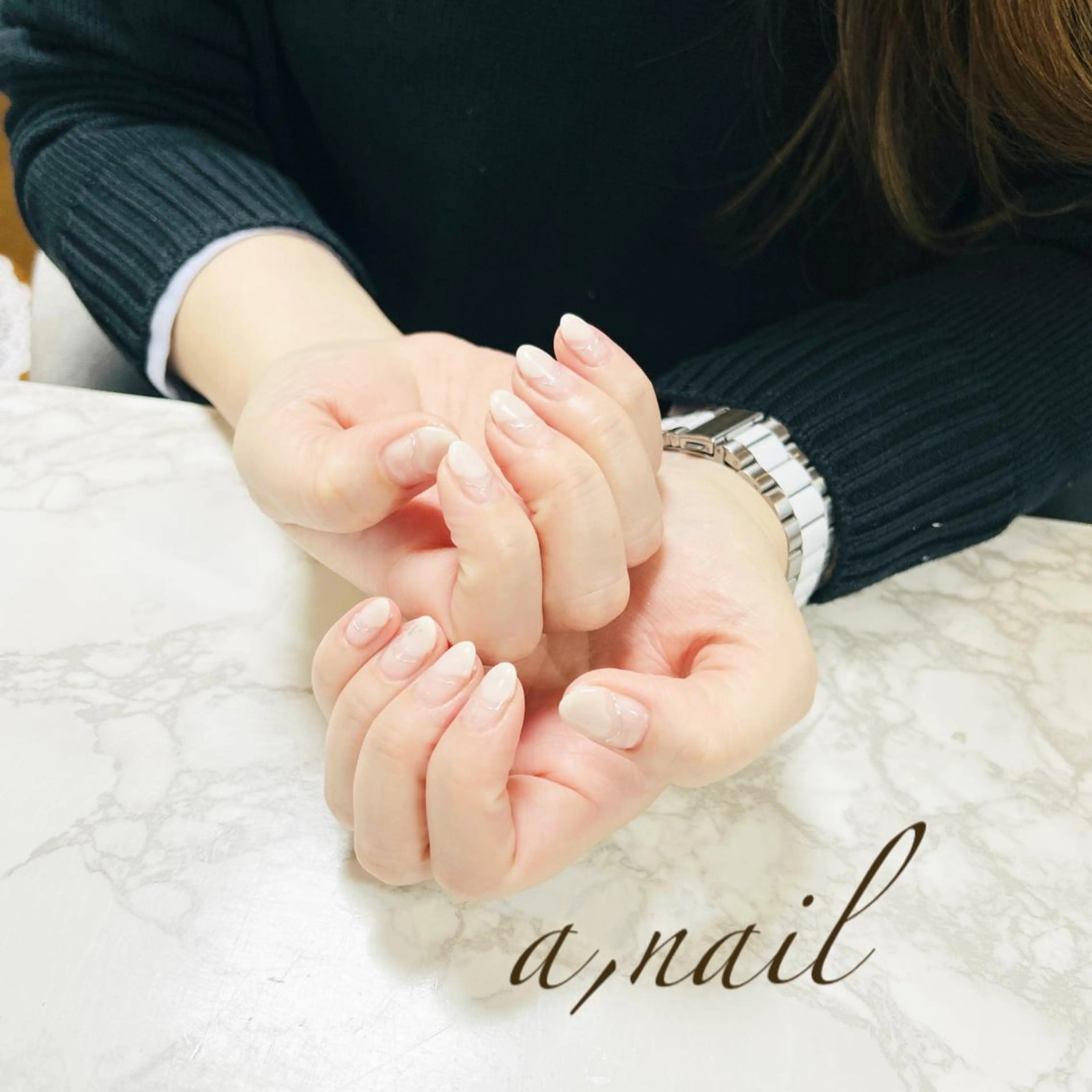 ネイル ダブルフレンチ フットネイル フレンチネイル ジェルネイル グラデーション ハンドネイル ネイルサロン エーネイルのネイルデザイン