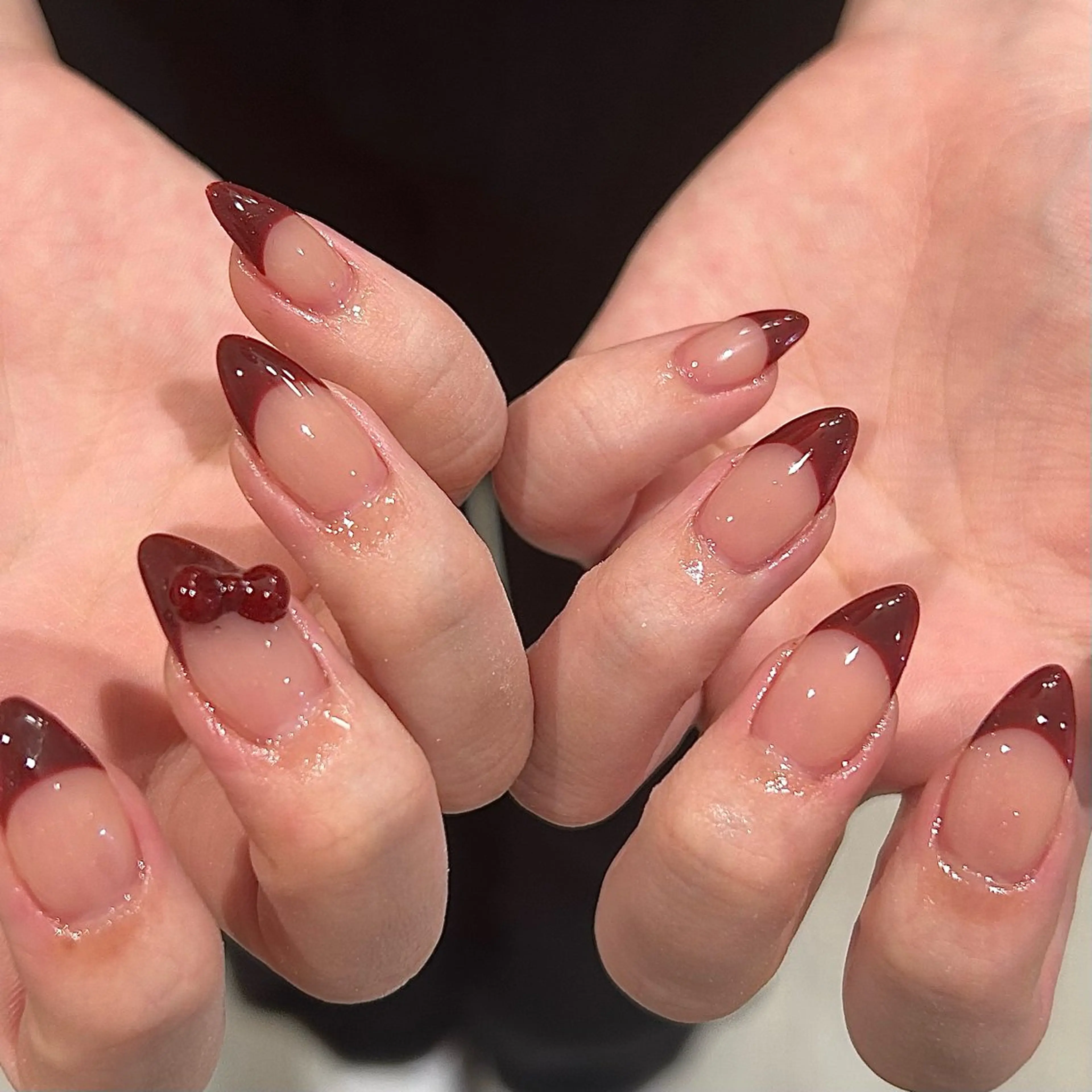 ໒꒱初回off¥550໒꒱【オフあり】カラーフレンチ(120min) para gel使用𖤐ˊ˗の写真