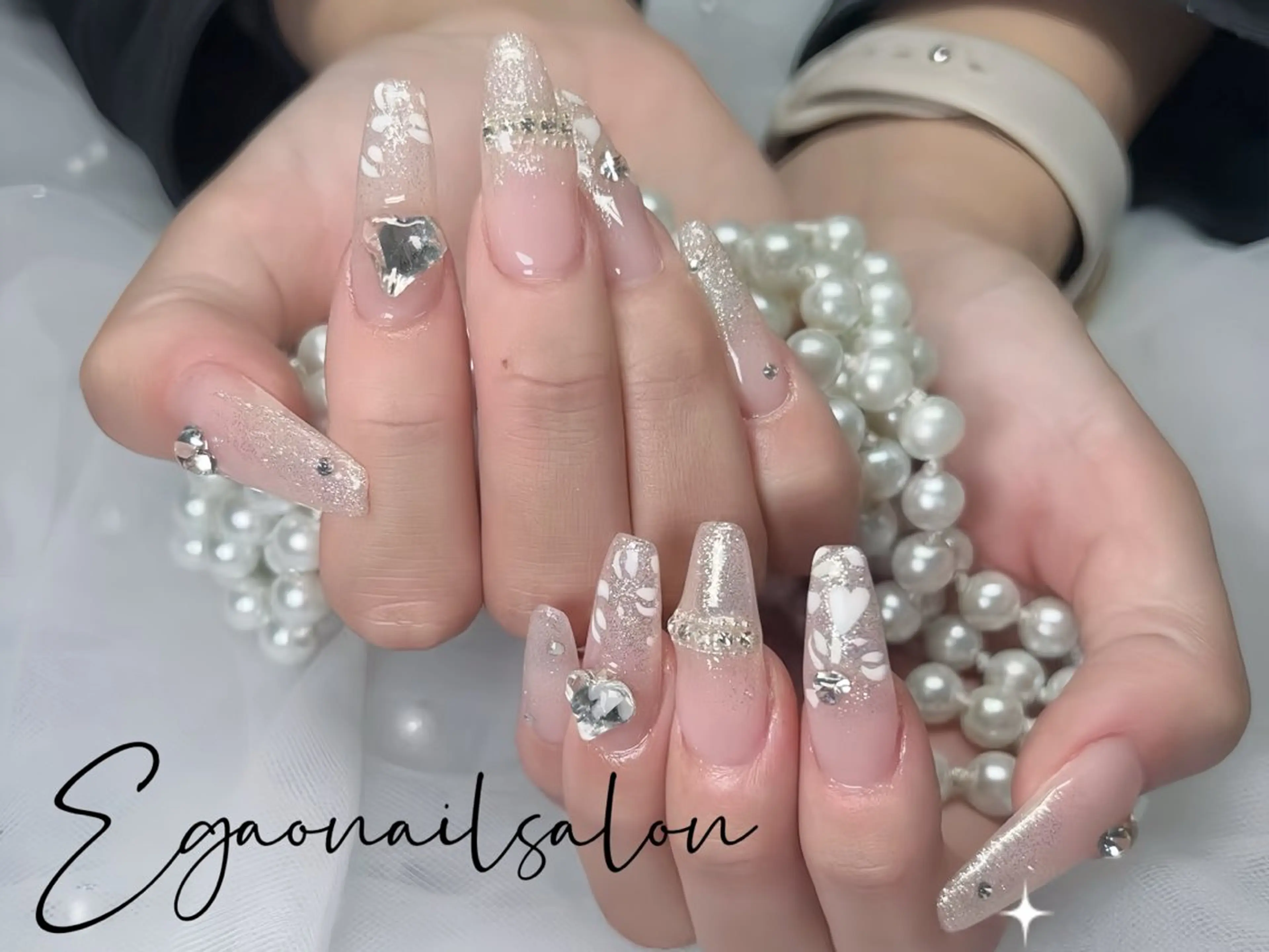 ネイル ラメ(グリッター) ロングネイル シンプルネイル 春ネイル 夏ネイル ハンドネイル Egao Nail錦糸町店のネイルデザイン