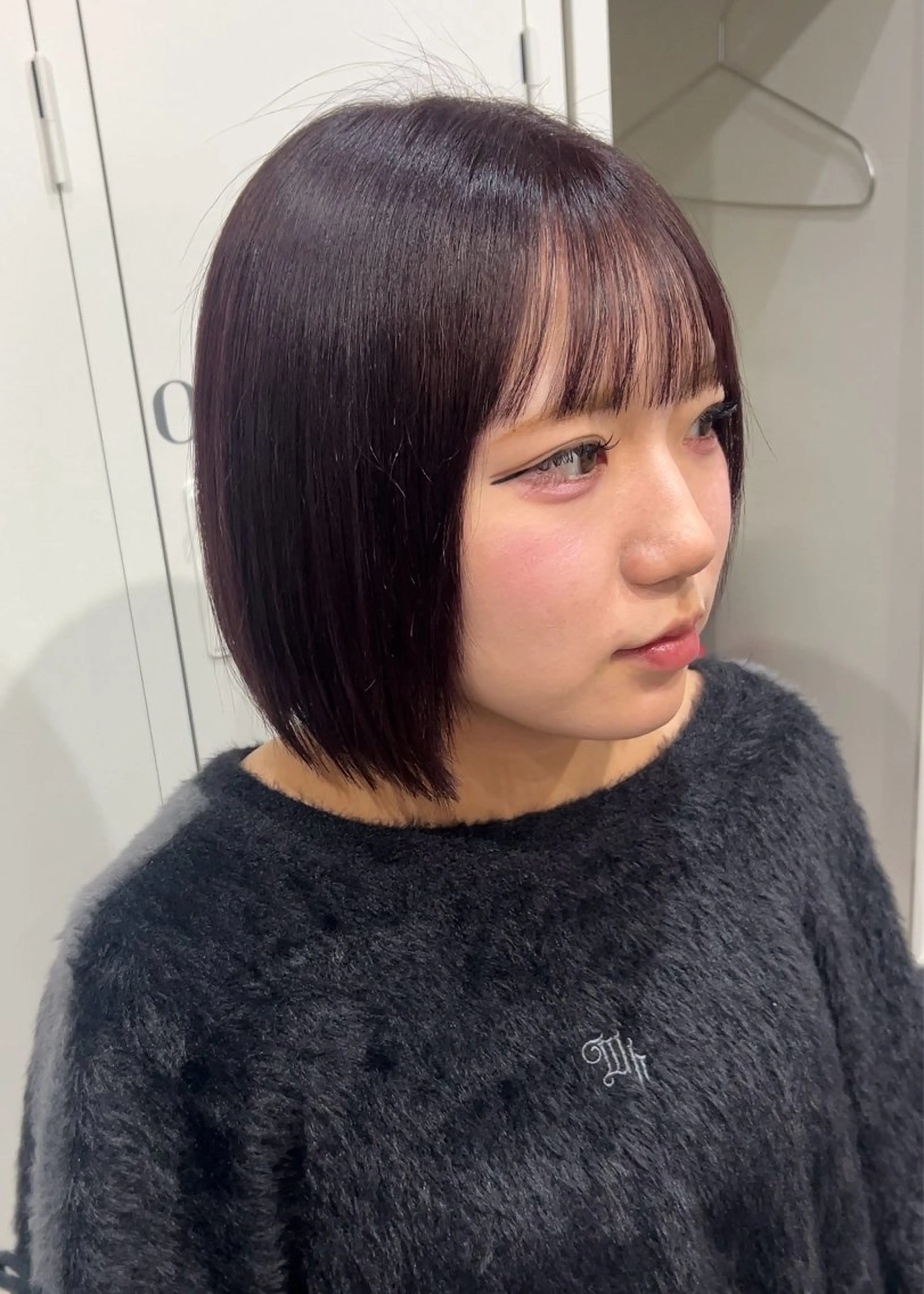 ミディアム カラー ヘアアレンジ カシス レッドカラー ヘアカラー ボブ /ニュアンス/ satomi🧸💖のヘアスタイル