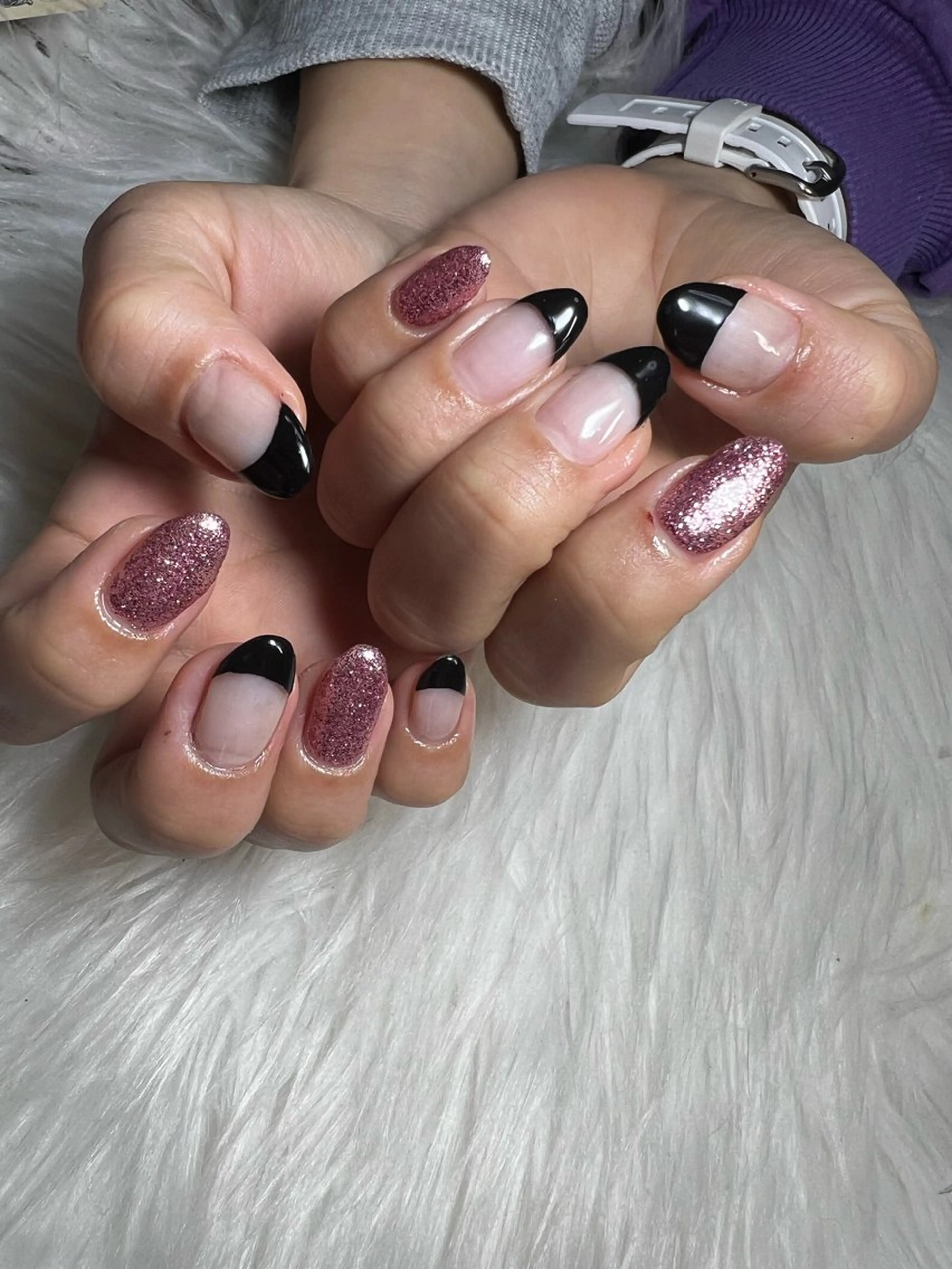ネイル フレンチネイル ラメ(グリッター) ワンカラーネイル Ruana Nailのネイルデザイン