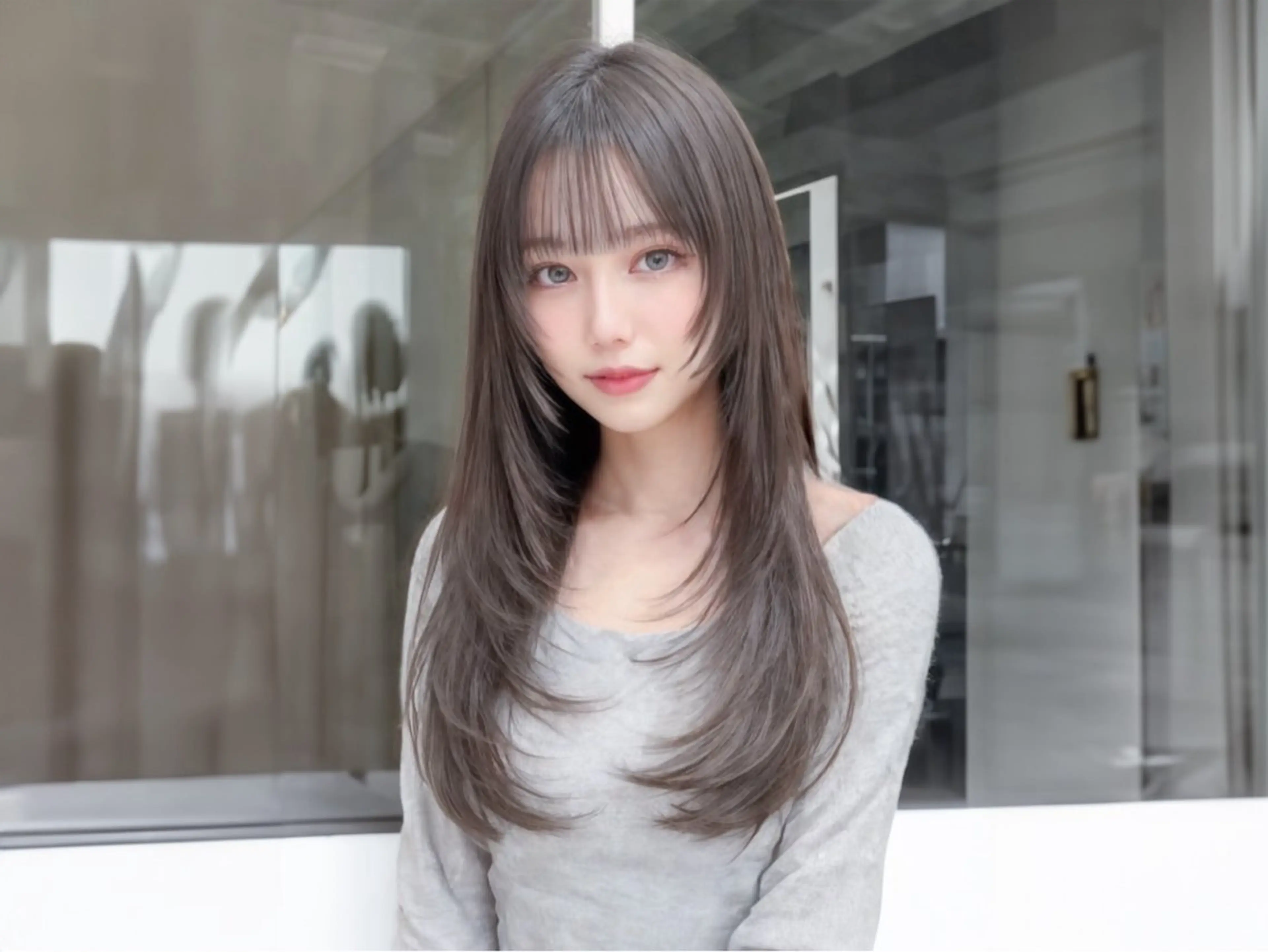 ロング カット ヘアカラー トリートメント 韓国風cut/ 縮毛矯正/正岡幹康のヘアスタイル