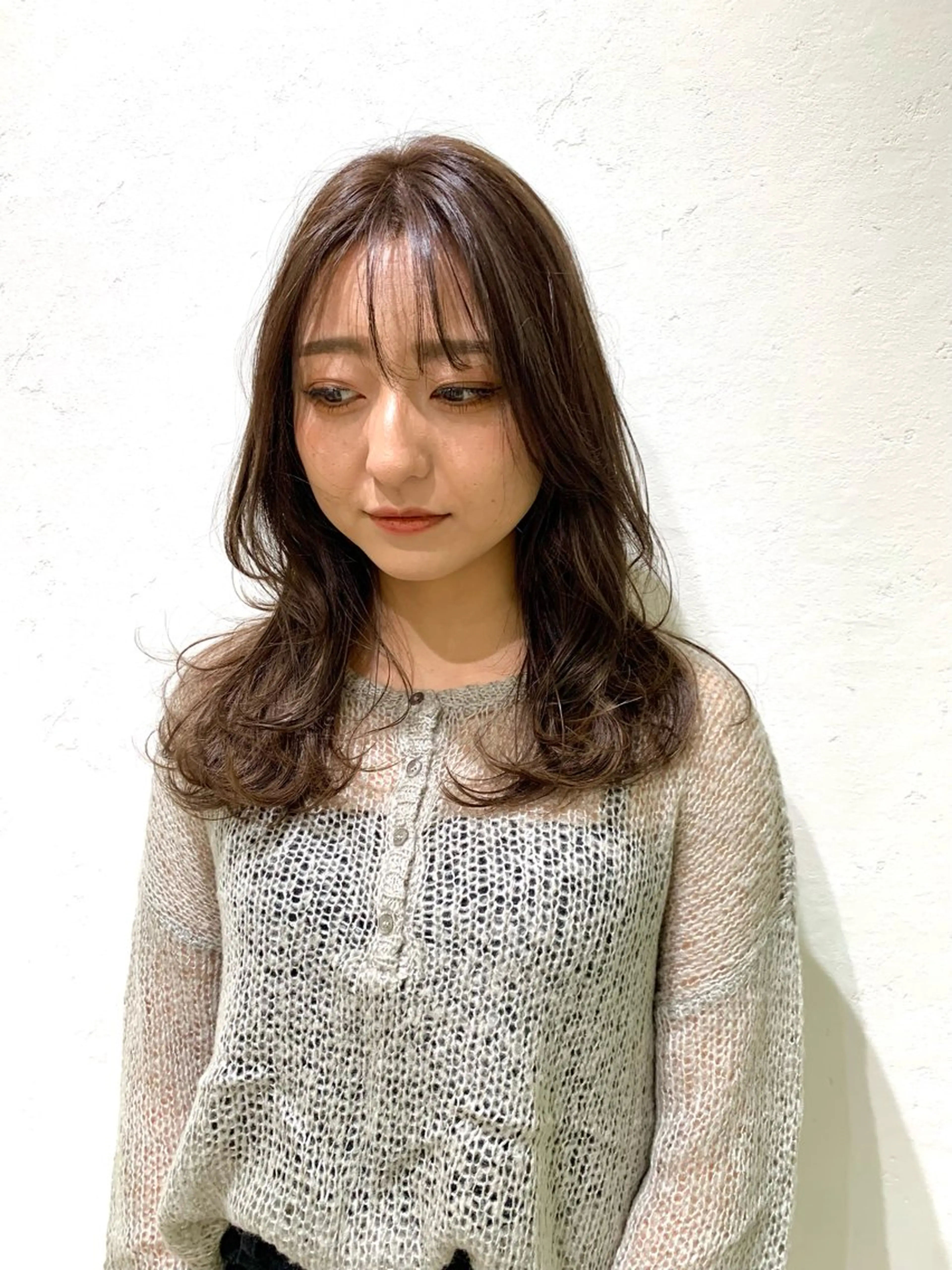 セミロング カラー グレージュ レイヤーカット カット ヘアカラー ✨コテ巻き風パーマ ✨川合佑哉のヘアスタイル