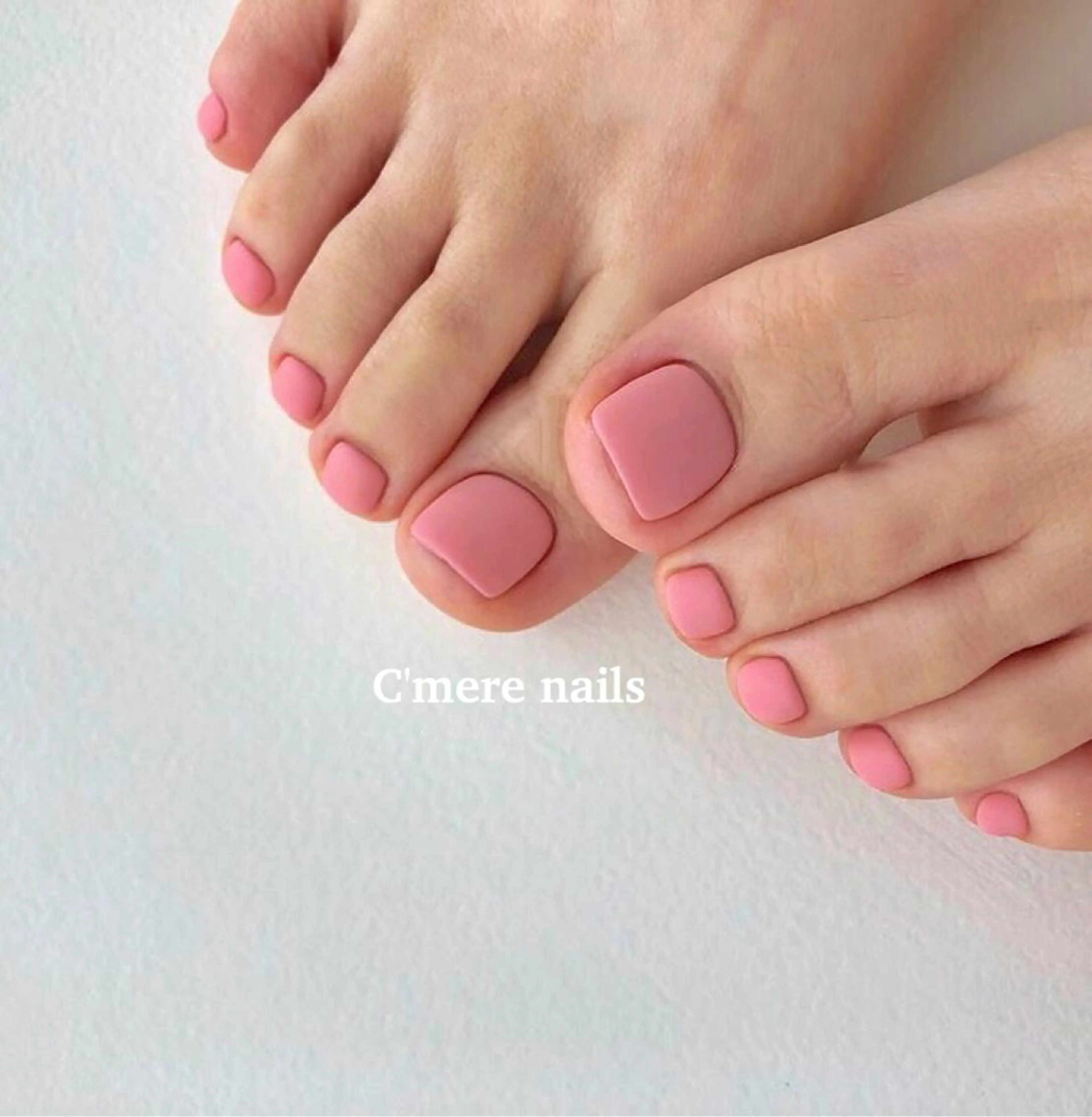 ネイル アートネイル マットネイル ピンク フットネイル nouva nailsのネイルデザイン