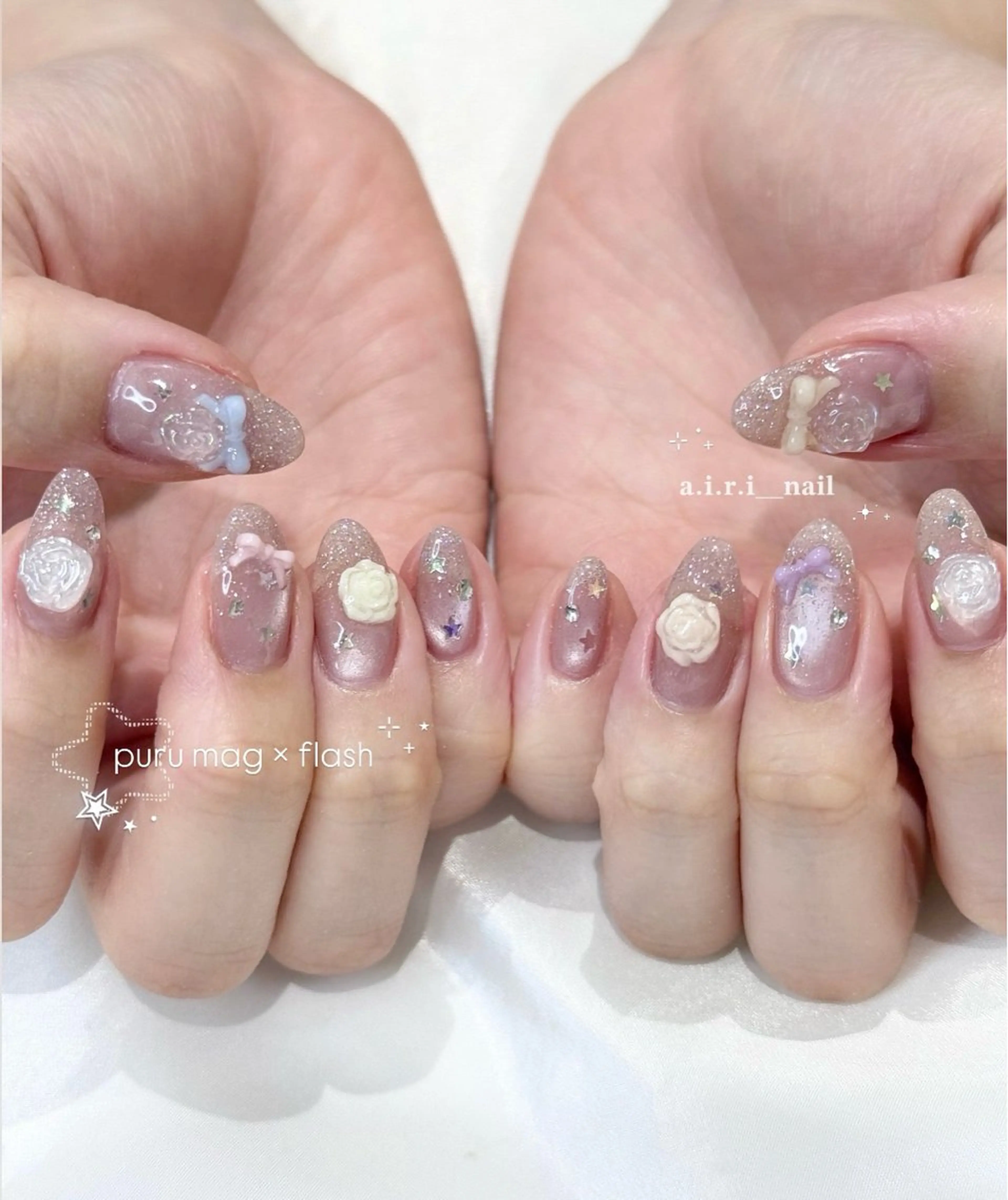 ネイル オーロラネイル フラッシュネイル ジェルネイル グラデーション パラジェル ハンドネイル 𝗮𝗶𝗿𝗶 🌙のネイルデザイン