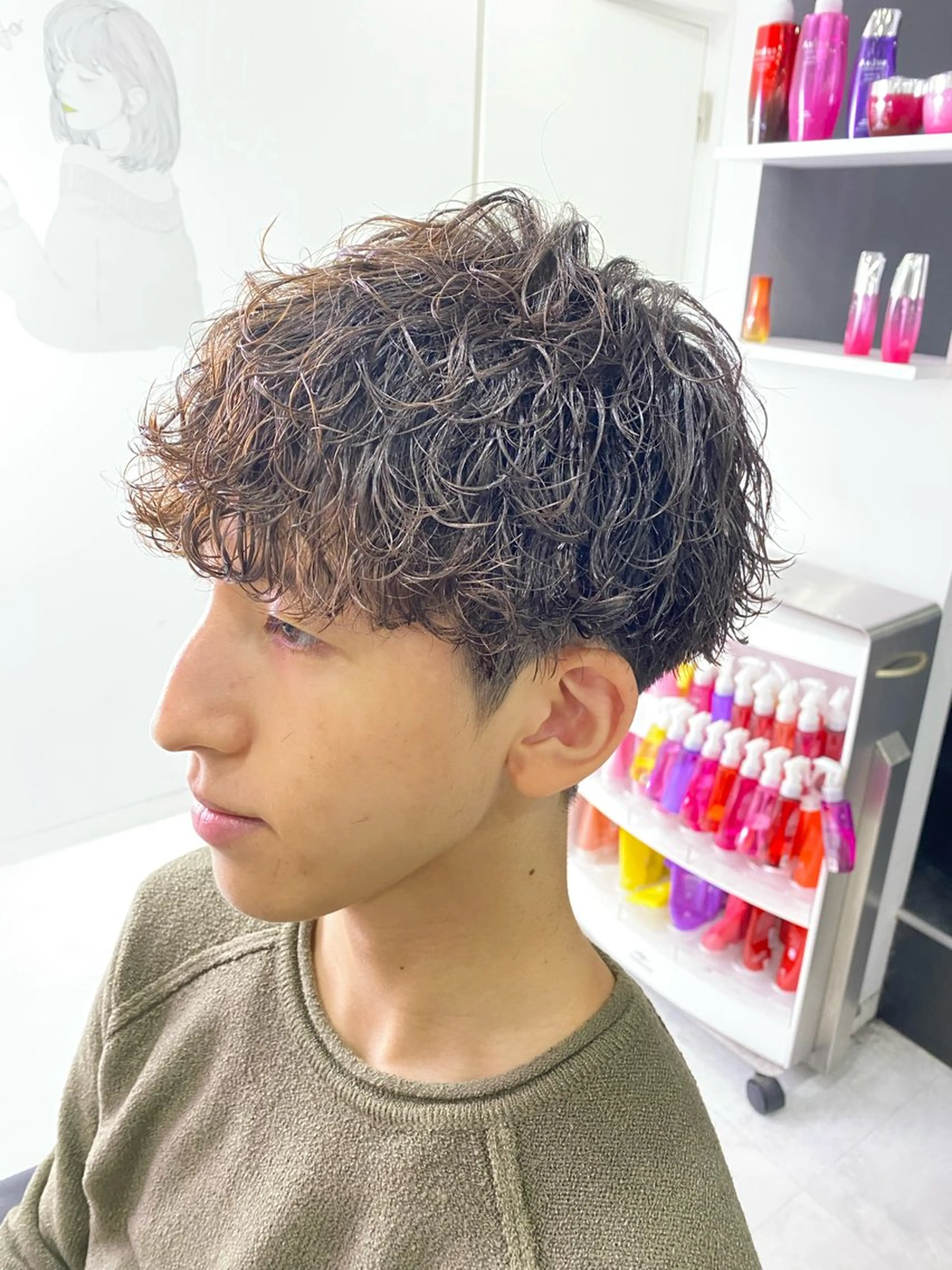 ミディアム パーマ メンズ カット パーマ 🟣メンズパーマ 川端 永遠🟣のヘアスタイル