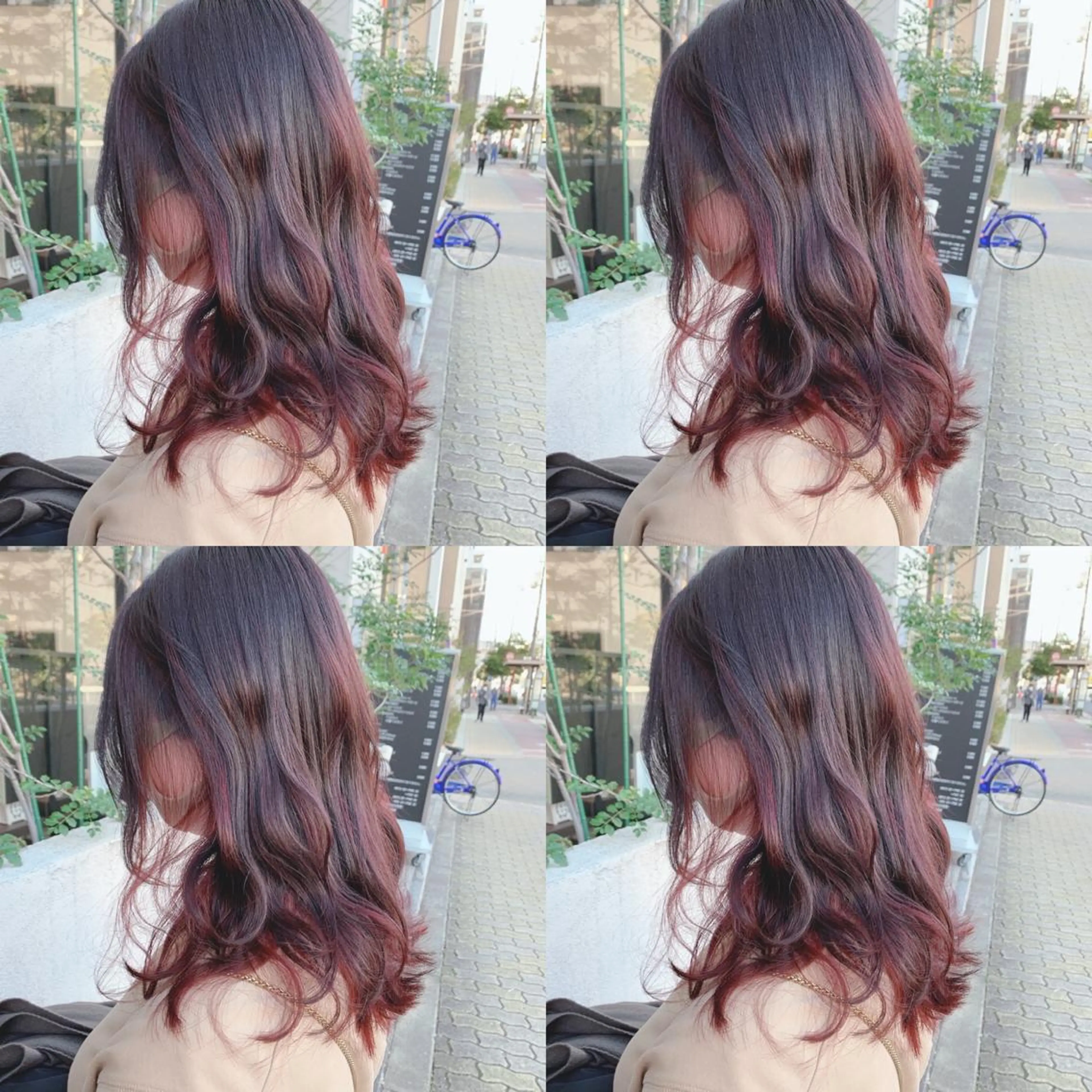 セミロング カラー ブリーチ インナーカラー 似合わせ/ブリーチ カラー.岡田友仁のヘアスタイル