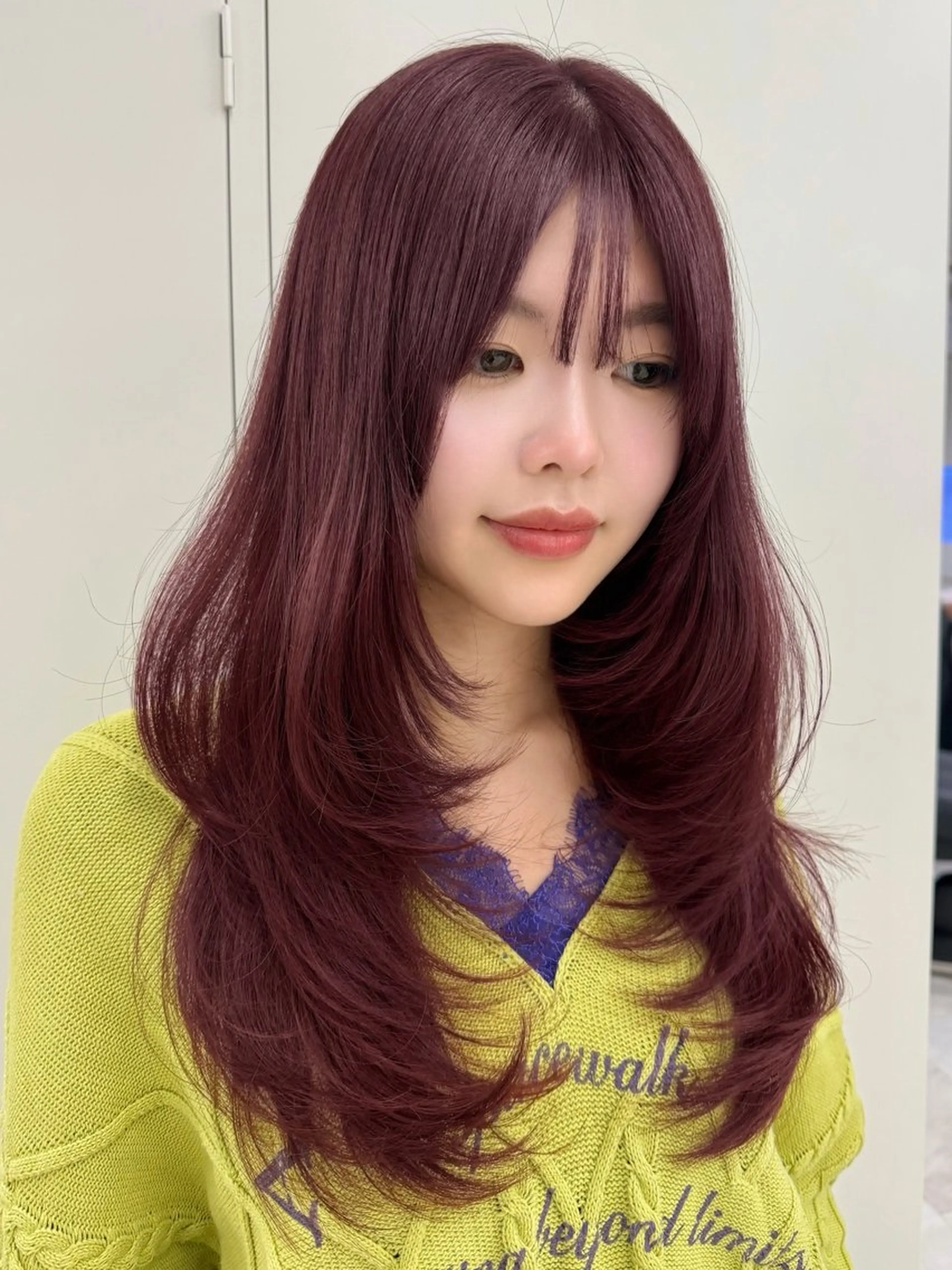 ロング くびれヘア 顔周りカット ハイレイヤー 髪質改善 韓国風ヘア リコ ハッシュカット 韓国レイヤーのヘアスタイル