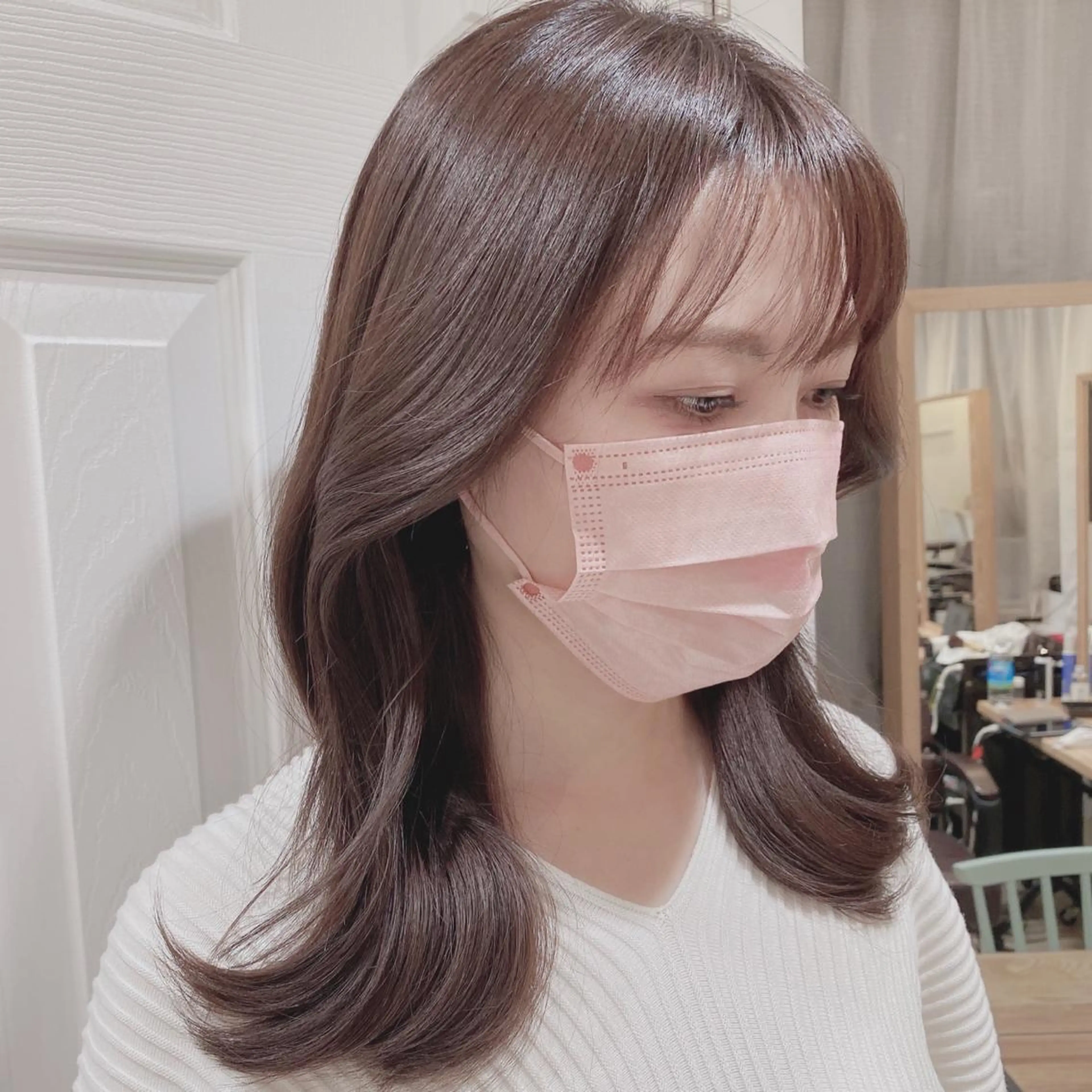 ミディアム カット ヘアカラー トリートメント パーソナルカラー lapiax阿部のヘアスタイル