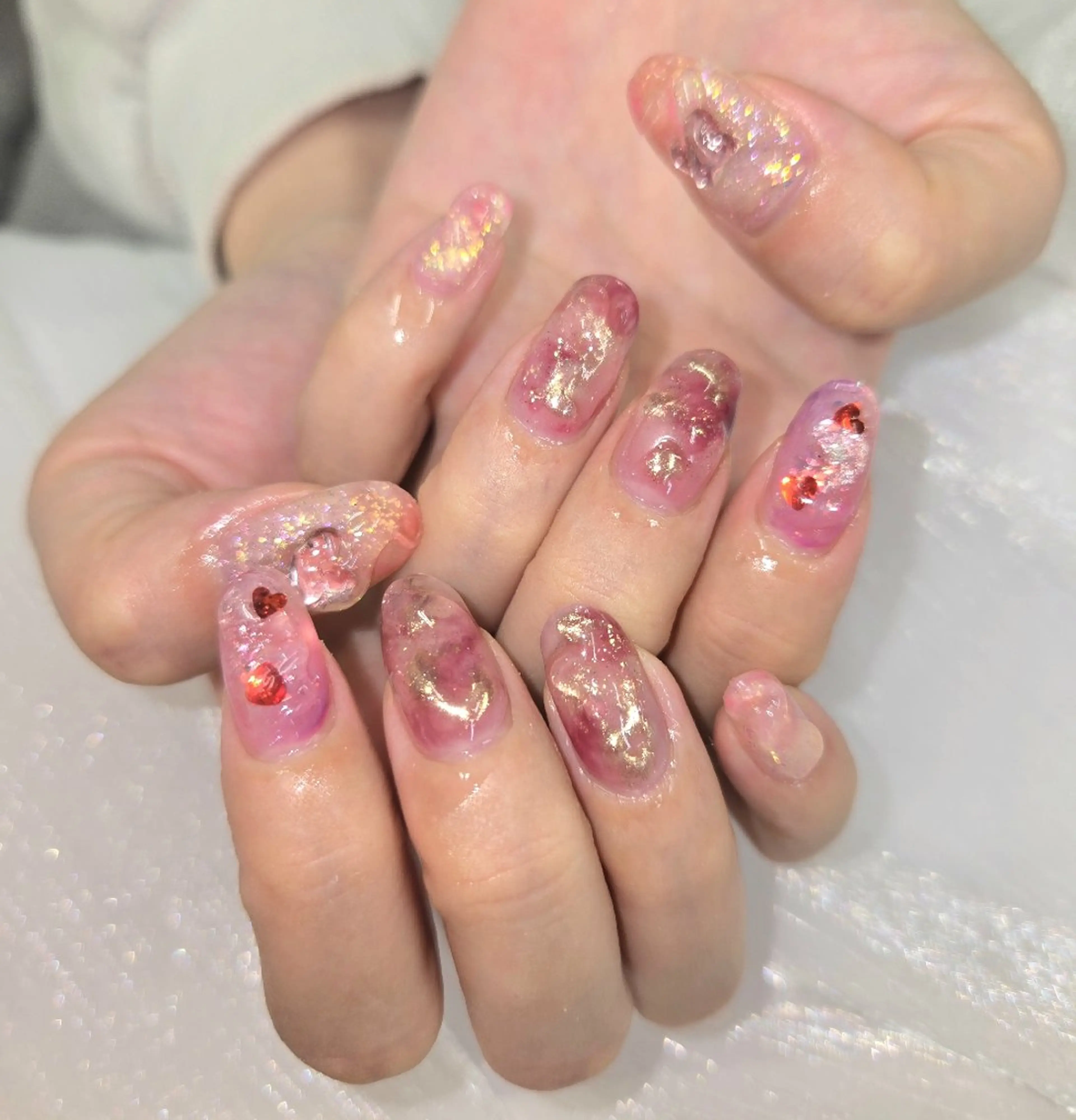 ネイル アートネイル オーロラネイル チークネイル ジェルネイル グラデーション ハンドネイル 河野ちえ (雑誌掲載サロン)のネイルデザイン