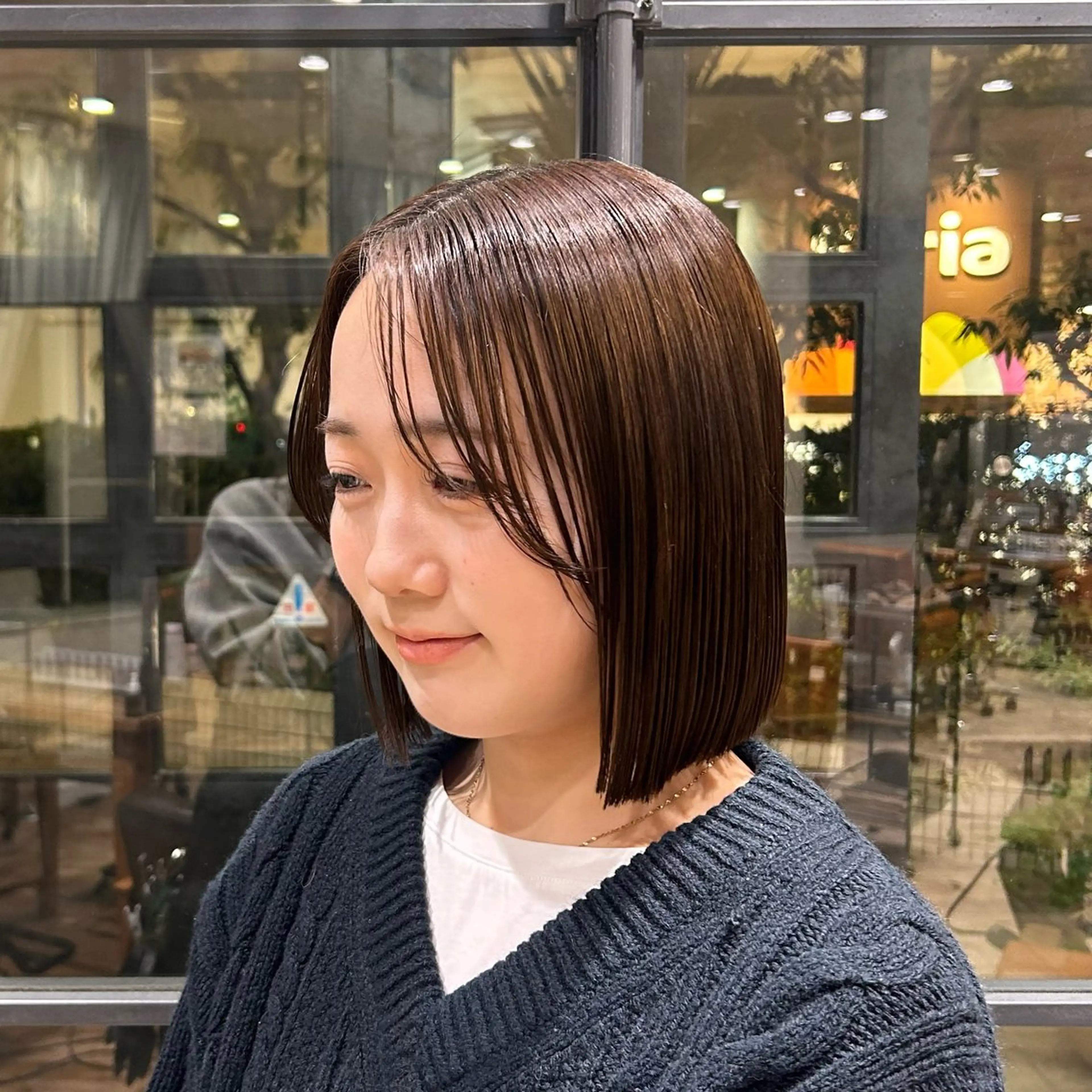 ミディアム 切りっぱなしボブ ボブ カット nana/ボブ/ レイヤー/梅田のヘアスタイル