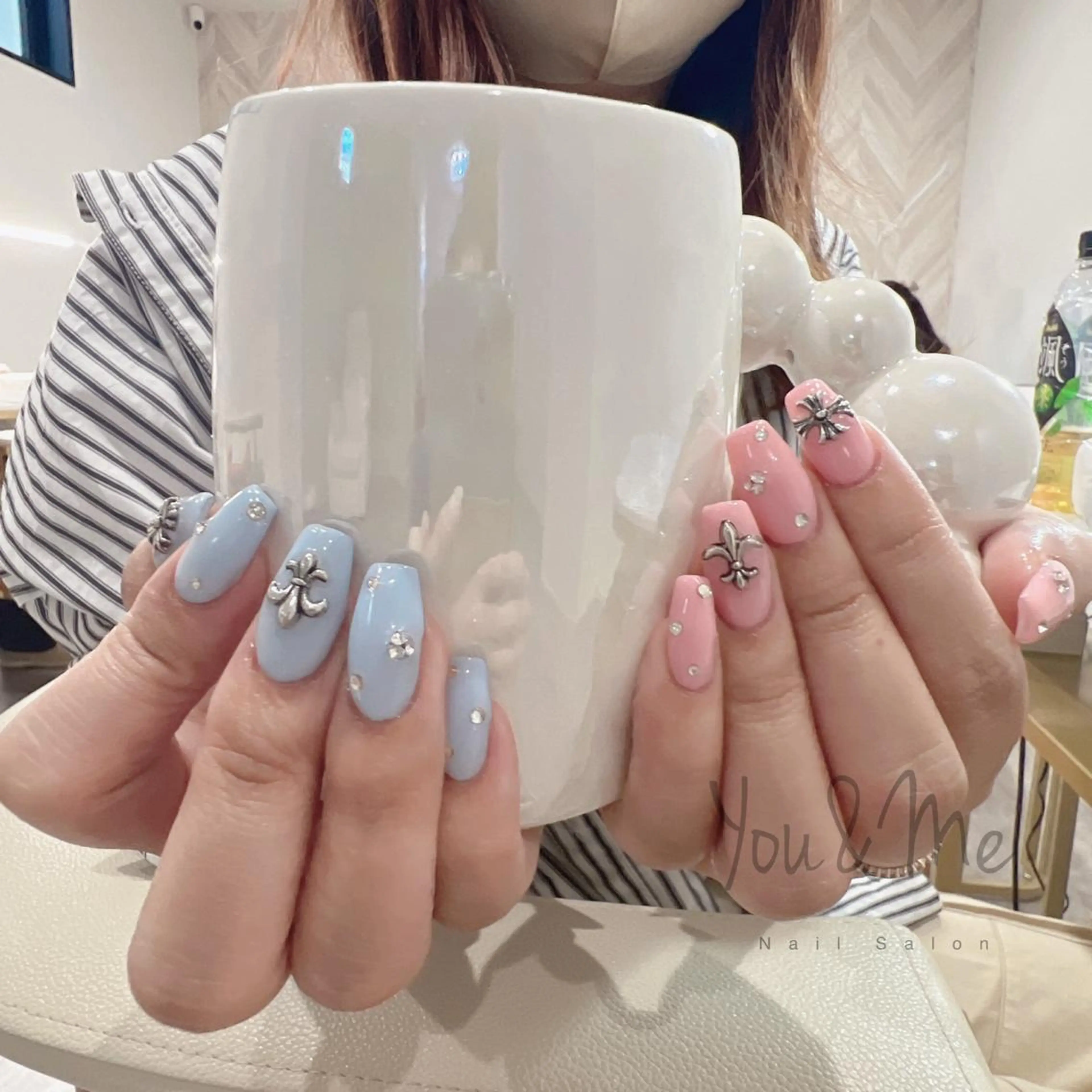 ネイル アートネイル フラッシュネイル フレンチネイル ジェルネイル ガラスフレンチ You&Me Yukiのネイルデザイン