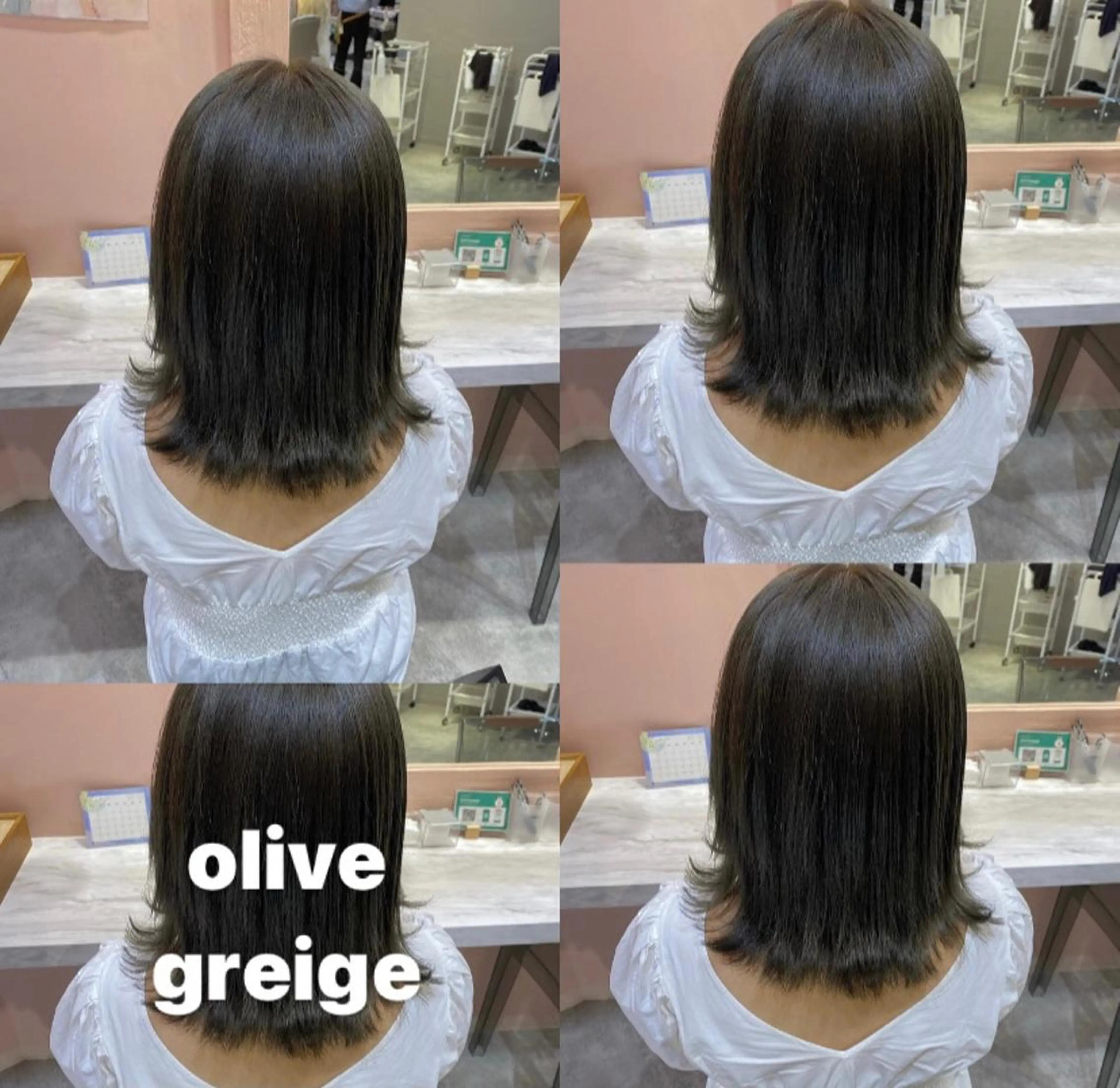 ミディアム カラー パーマ ヘアアレンジ グレージュ オリーブグレージュ オリーブグレー RIYA❤︎ Aujuaソムリエのヘアスタイル