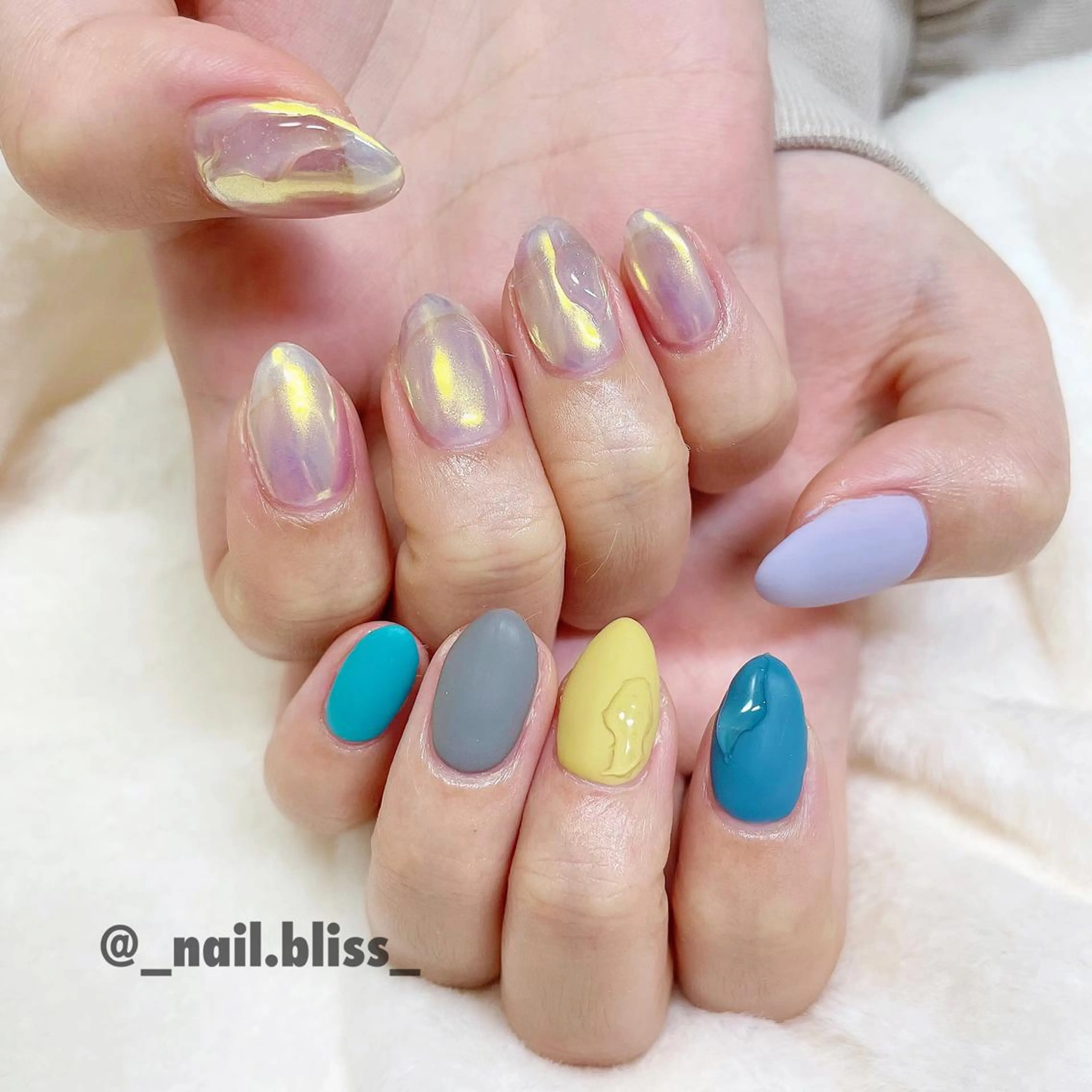 ネイル オーロラネイル マットネイル ハンドネイル NAIL BLISSのネイルデザイン