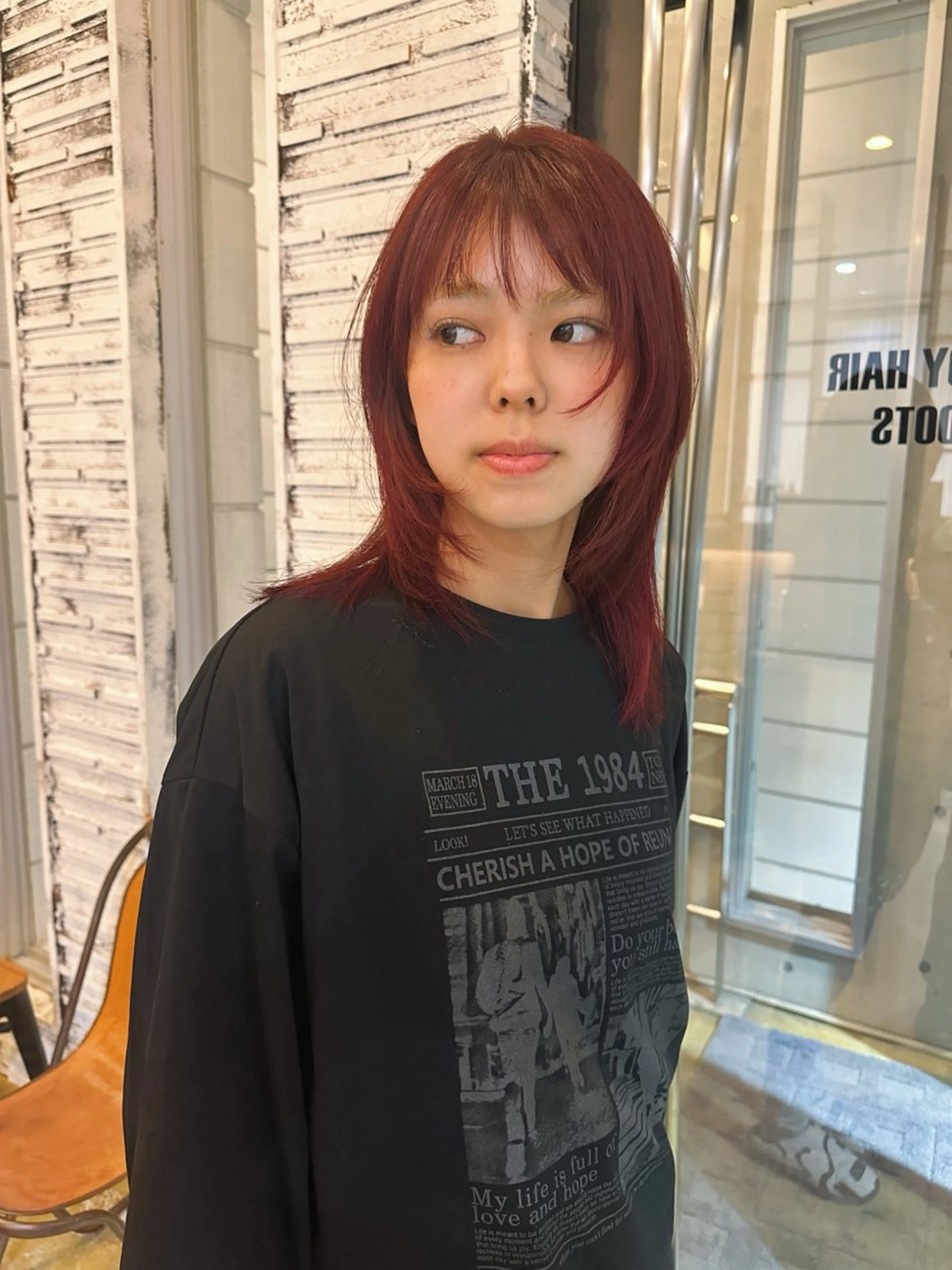 セミロング カラー ブリーチ ダブルカラー レイヤーカット ウルフカット カット 村松滉太/ レイヤーカットのヘアスタイル