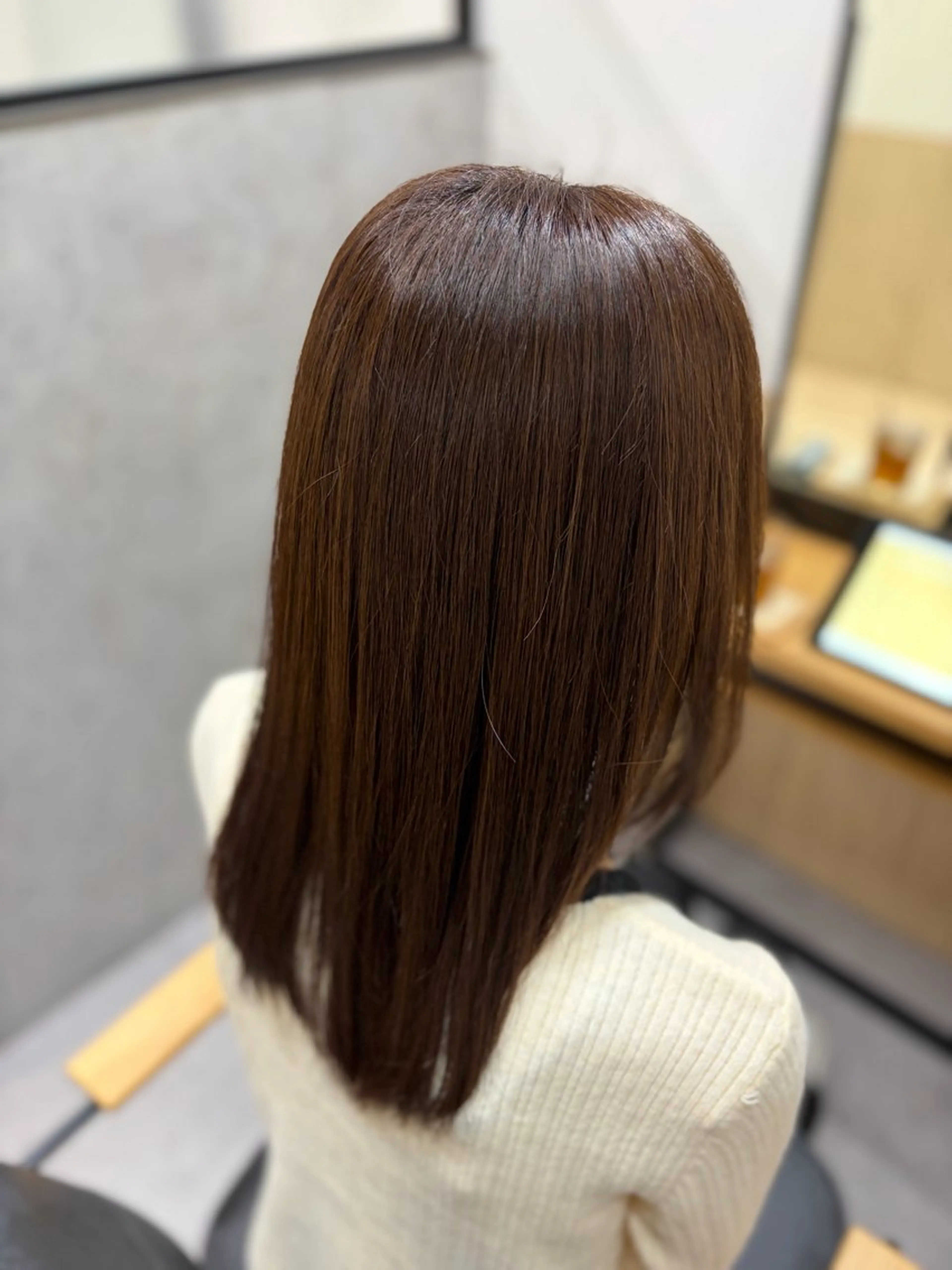 セミロング カラー ヘアカラー トリートメント 透明感/艶カラー /岡山駅/ゆうのヘアスタイル
