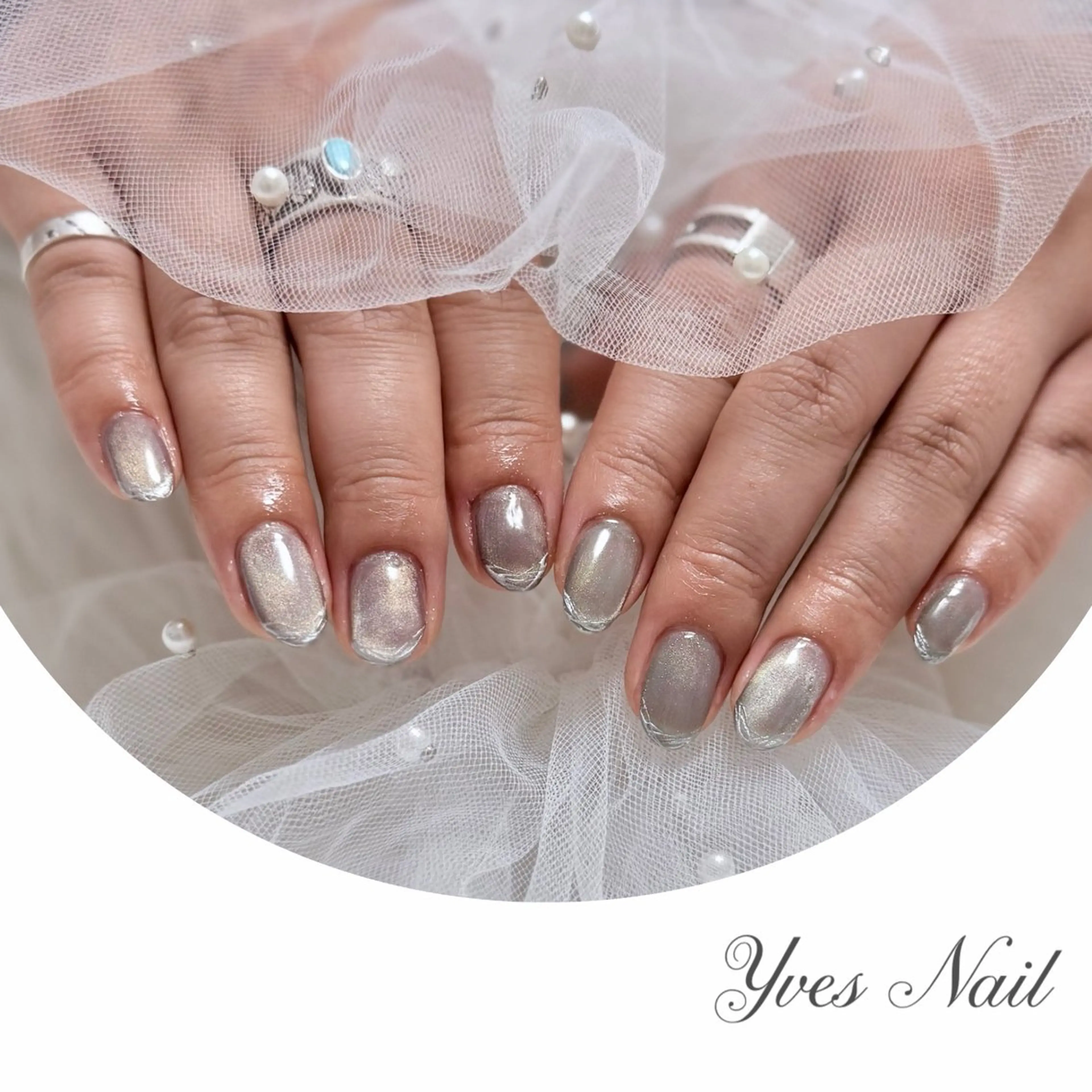 ネイル マグネットネイル シルバー ハンドネイル kanno yのネイルデザイン