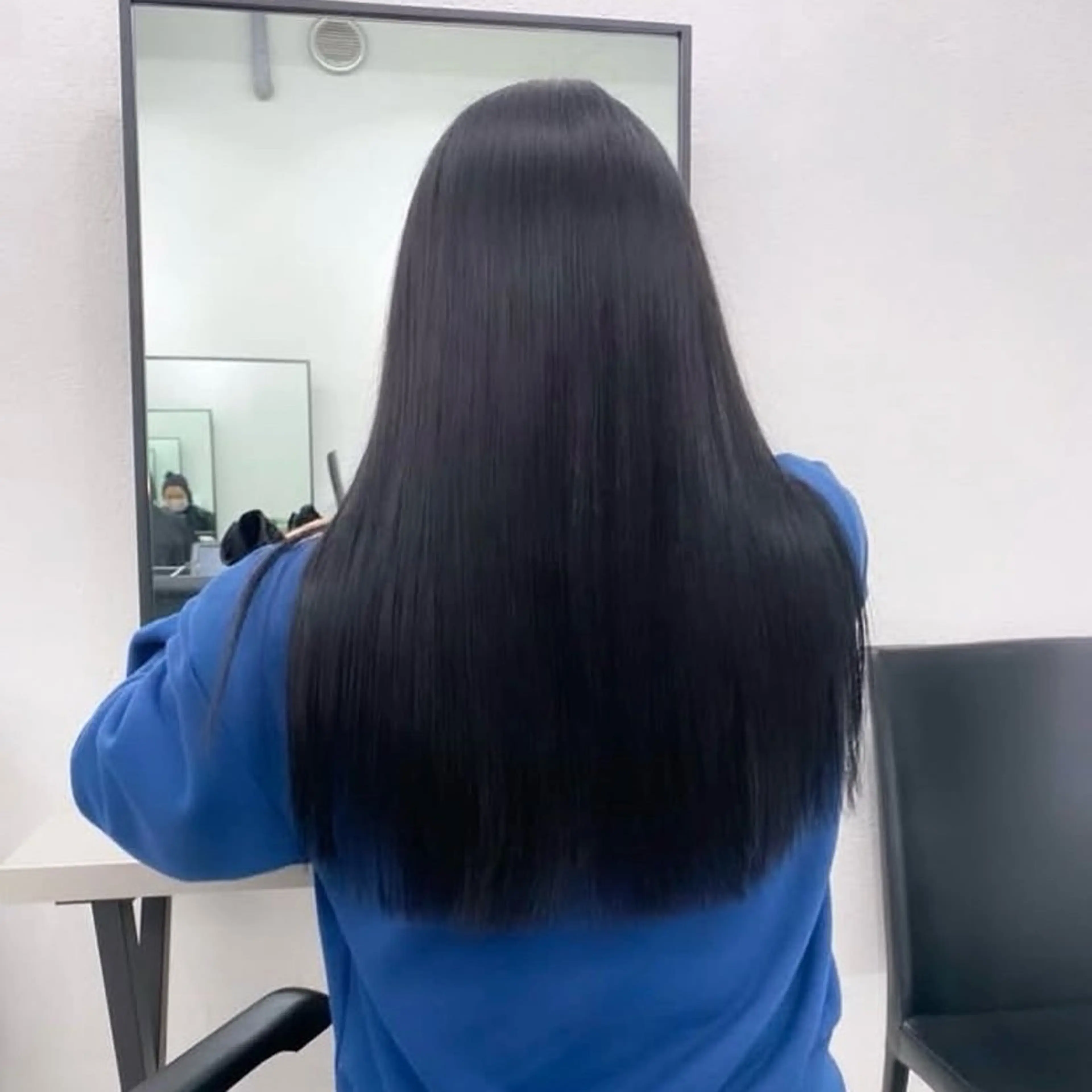 セミロング カラー アッシュ ベージュカラー 黒髪 ブルーカラー ブルーブラック ヘアカラー トリートメント ヘアセット 透明感/韓国風 🤍moeka🤍のヘアスタイル