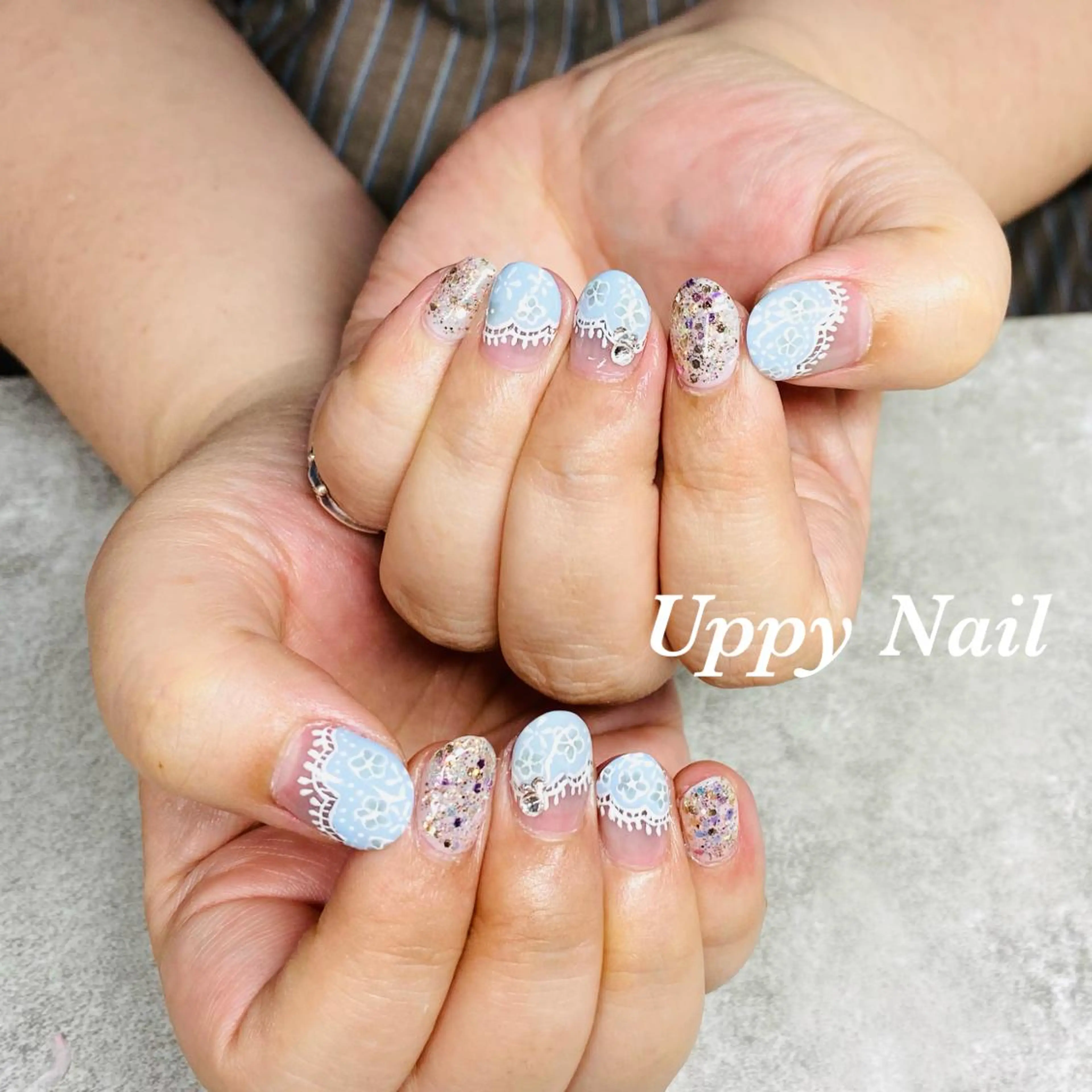 ネイル フラワーネイル レース 持ち込み ハンドネイル Uppy Nail ukyoのネイルデザイン